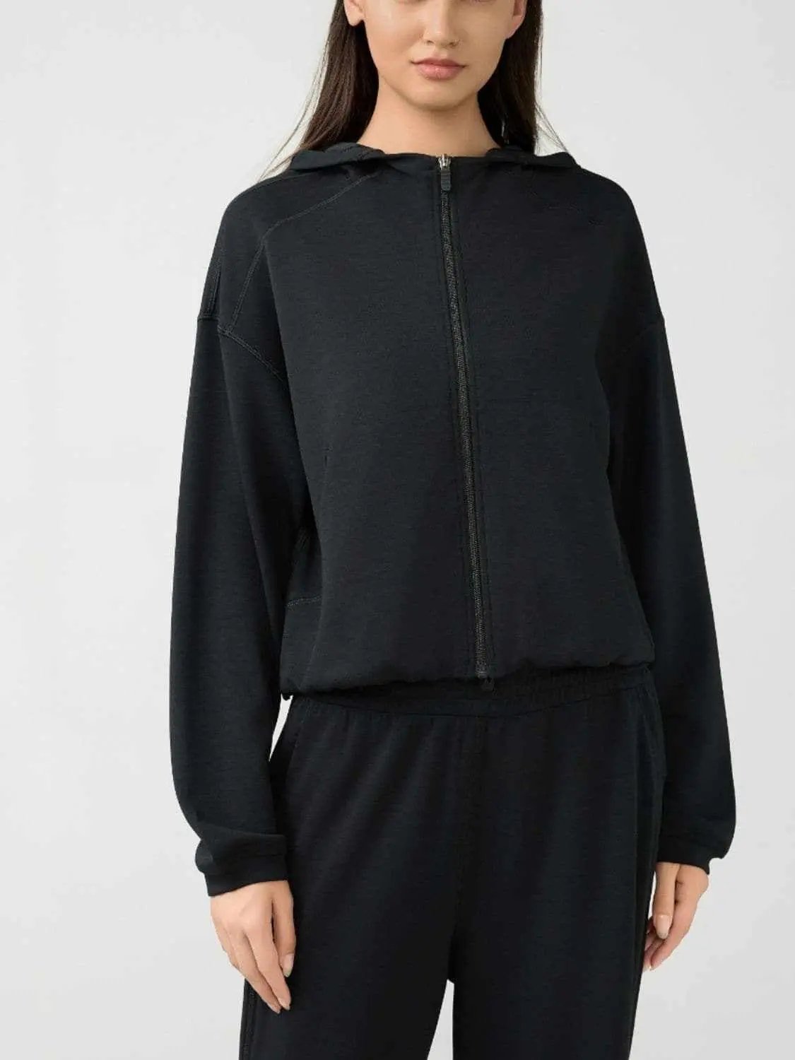 Outerwear Trendsi Hooded zip sweatshirt with pockets