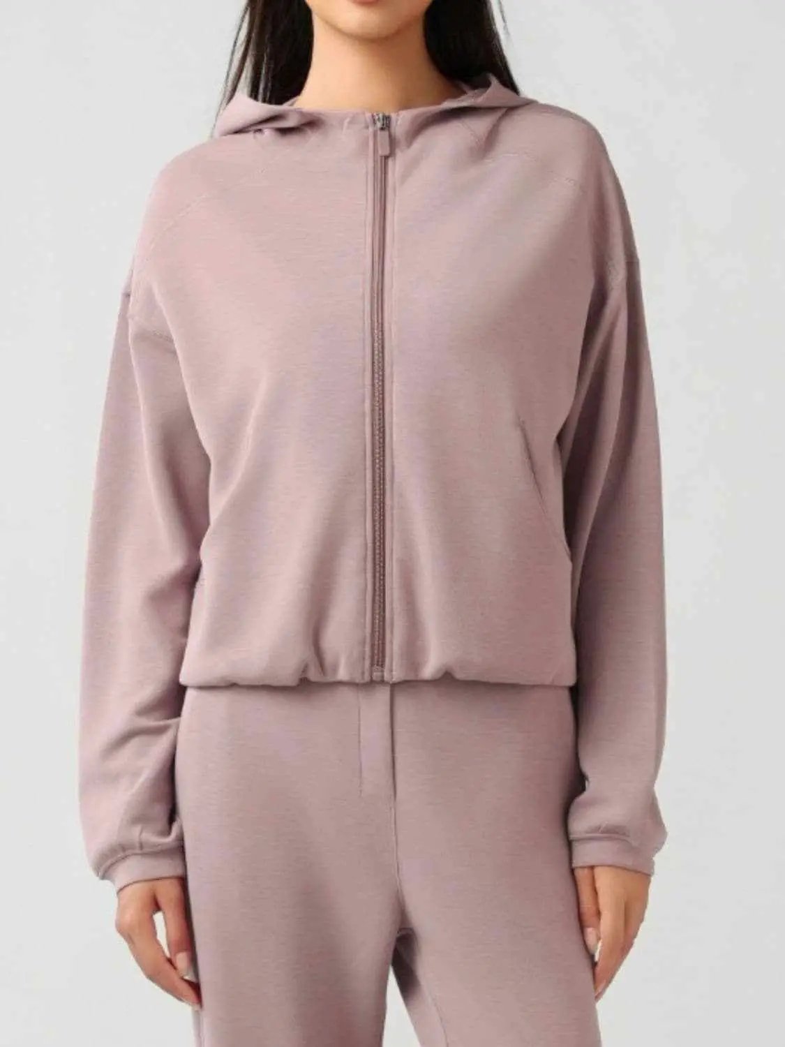 Outerwear Trendsi Hooded zip sweatshirt with pockets