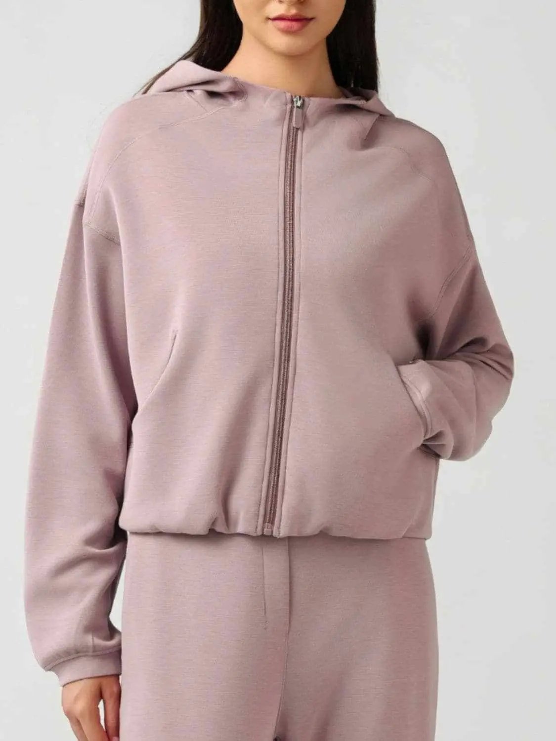 Outerwear Trendsi Hooded zip sweatshirt with pockets