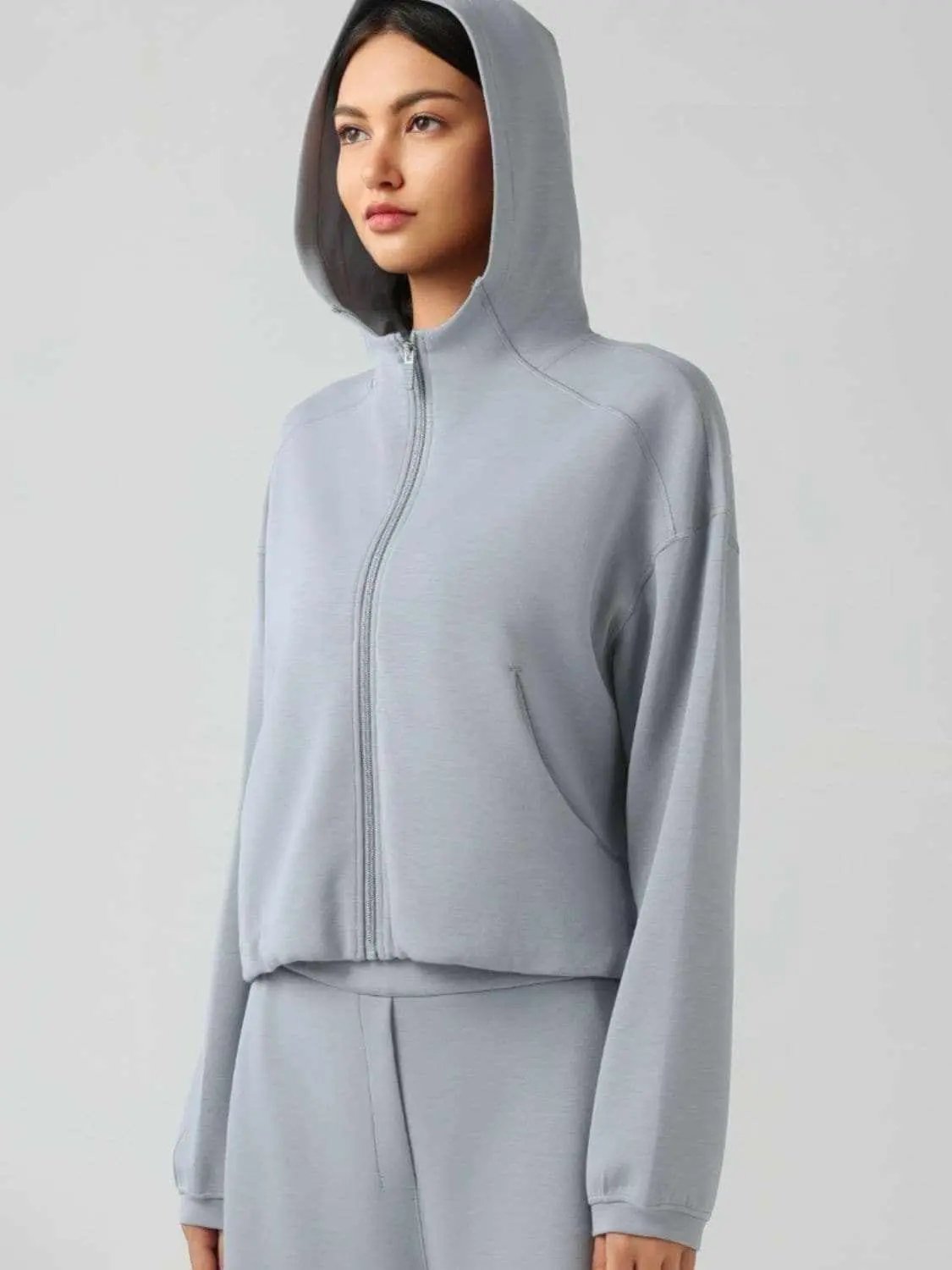 Outerwear Trendsi Hooded zip sweatshirt with pockets