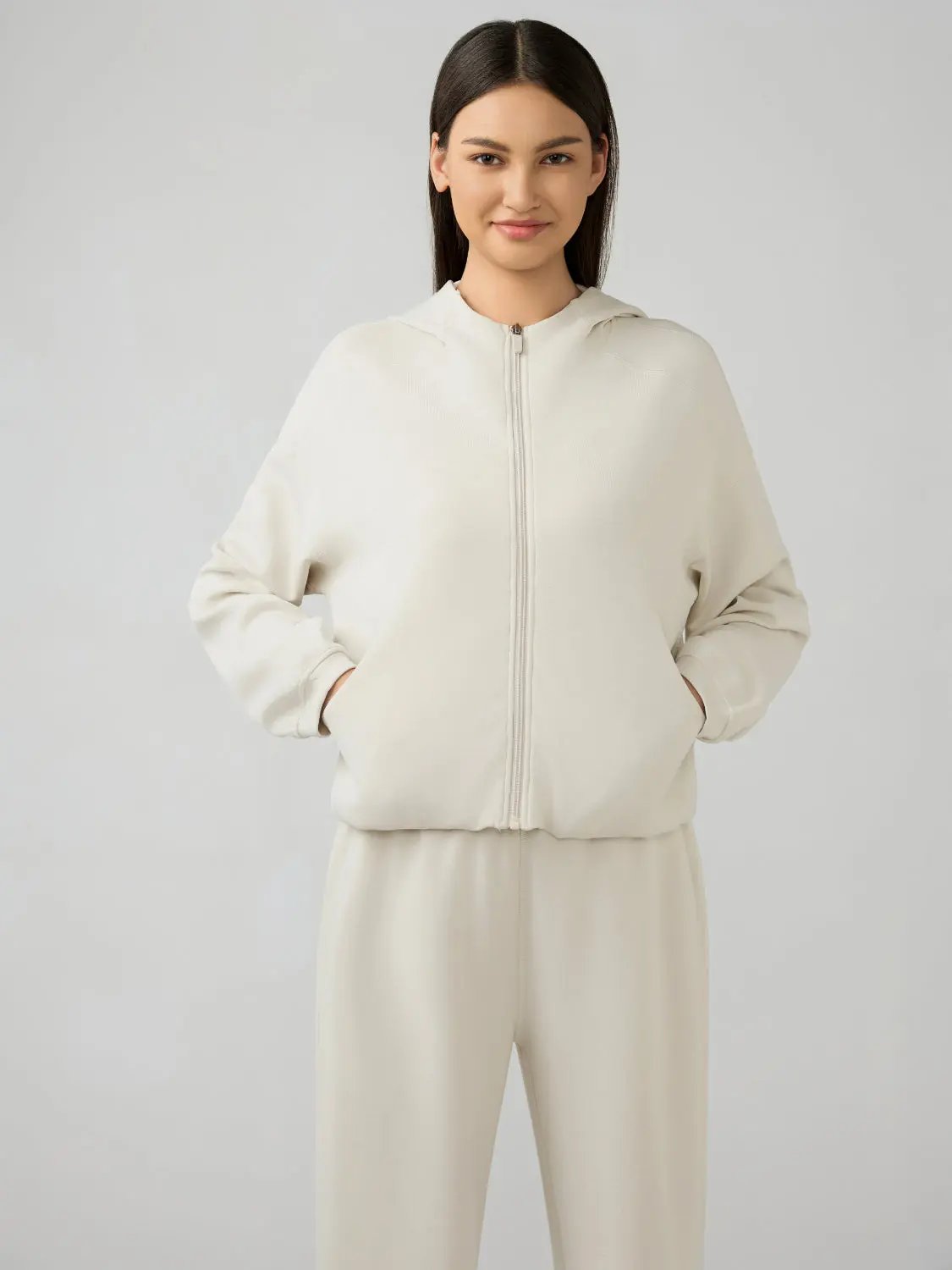 Outerwear Trendsi Hooded zip sweatshirt with pockets