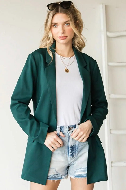 Trendsi Chaquetas Americanas Abiertas para Mujer, Informales de Trabajo, Ropa Exterior Elegante con Bolsillos, EE. UU.
