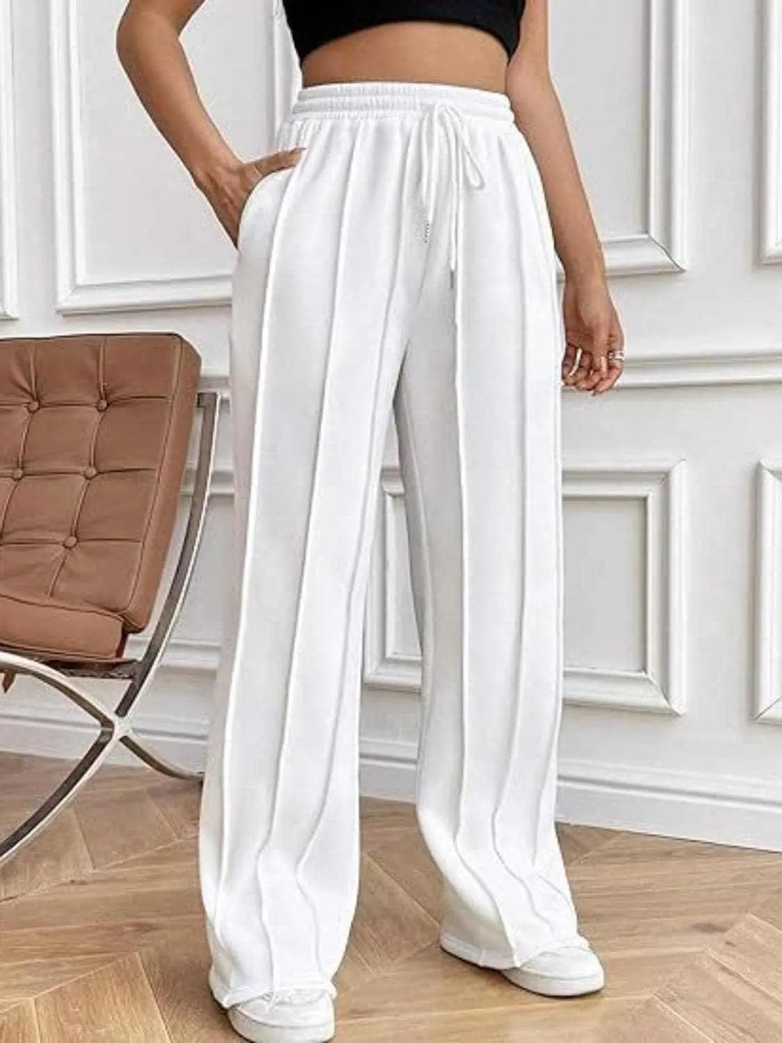 Pants Trendsi Drawstring wide-leg trousers with pockets
