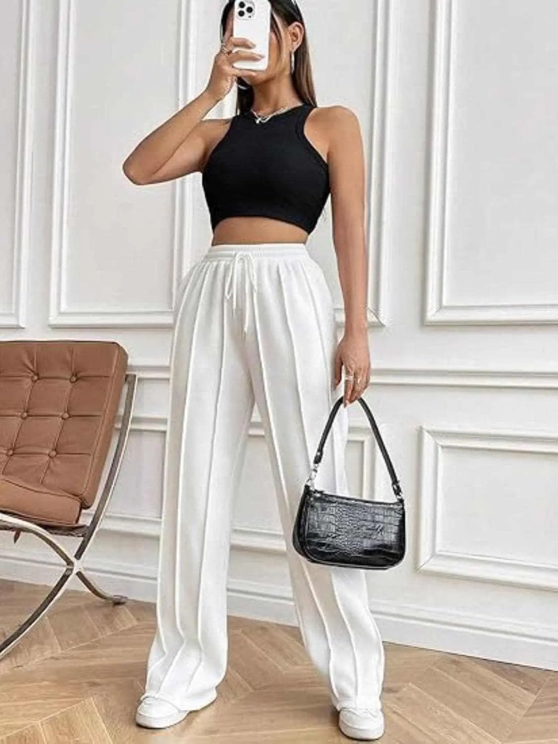 Pants Trendsi Drawstring wide-leg trousers with pockets