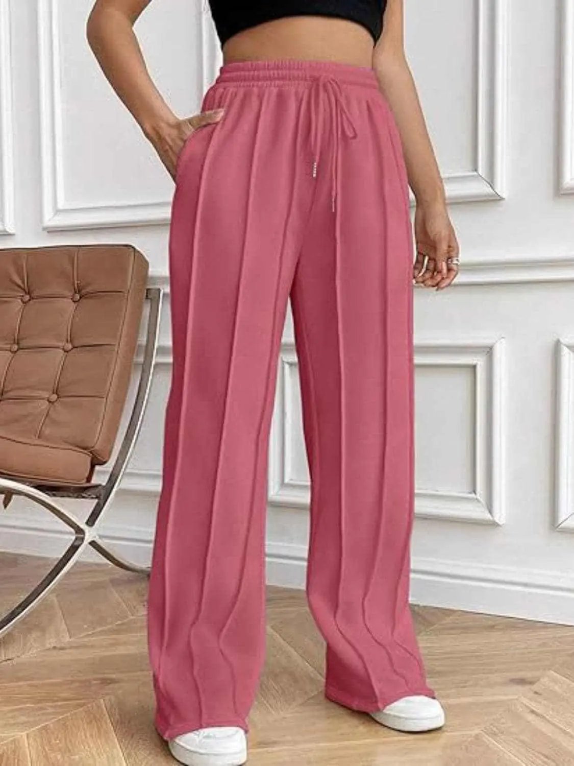 Pants Trendsi Drawstring wide-leg trousers with pockets