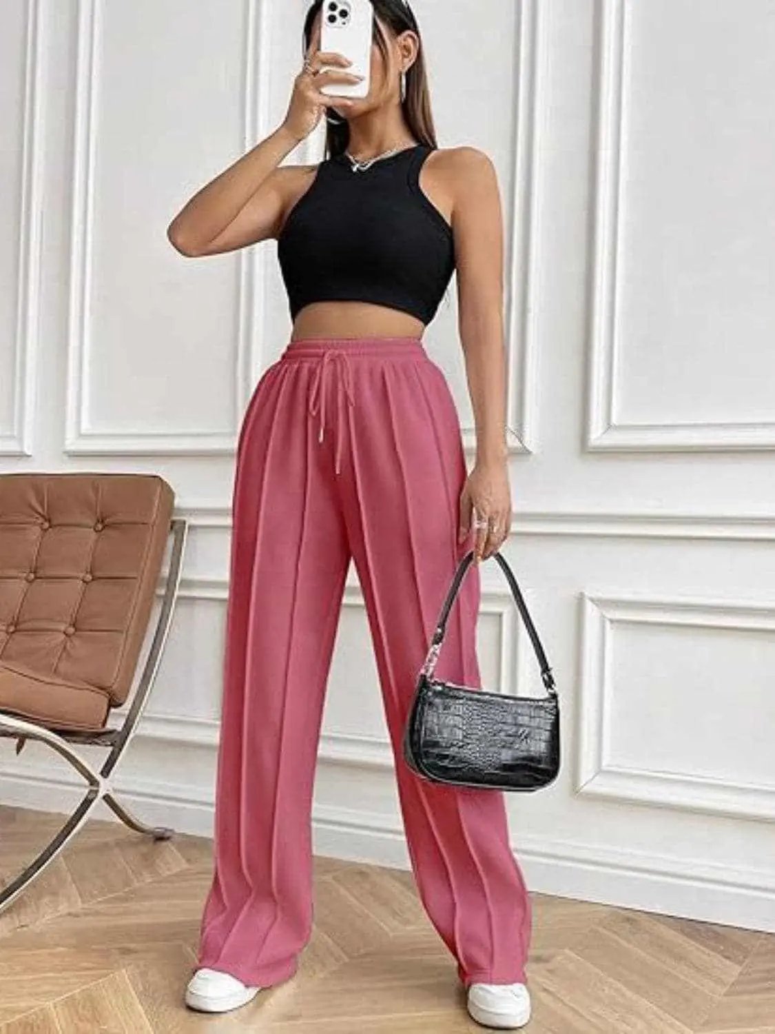 Pants Trendsi Drawstring wide-leg trousers with pockets