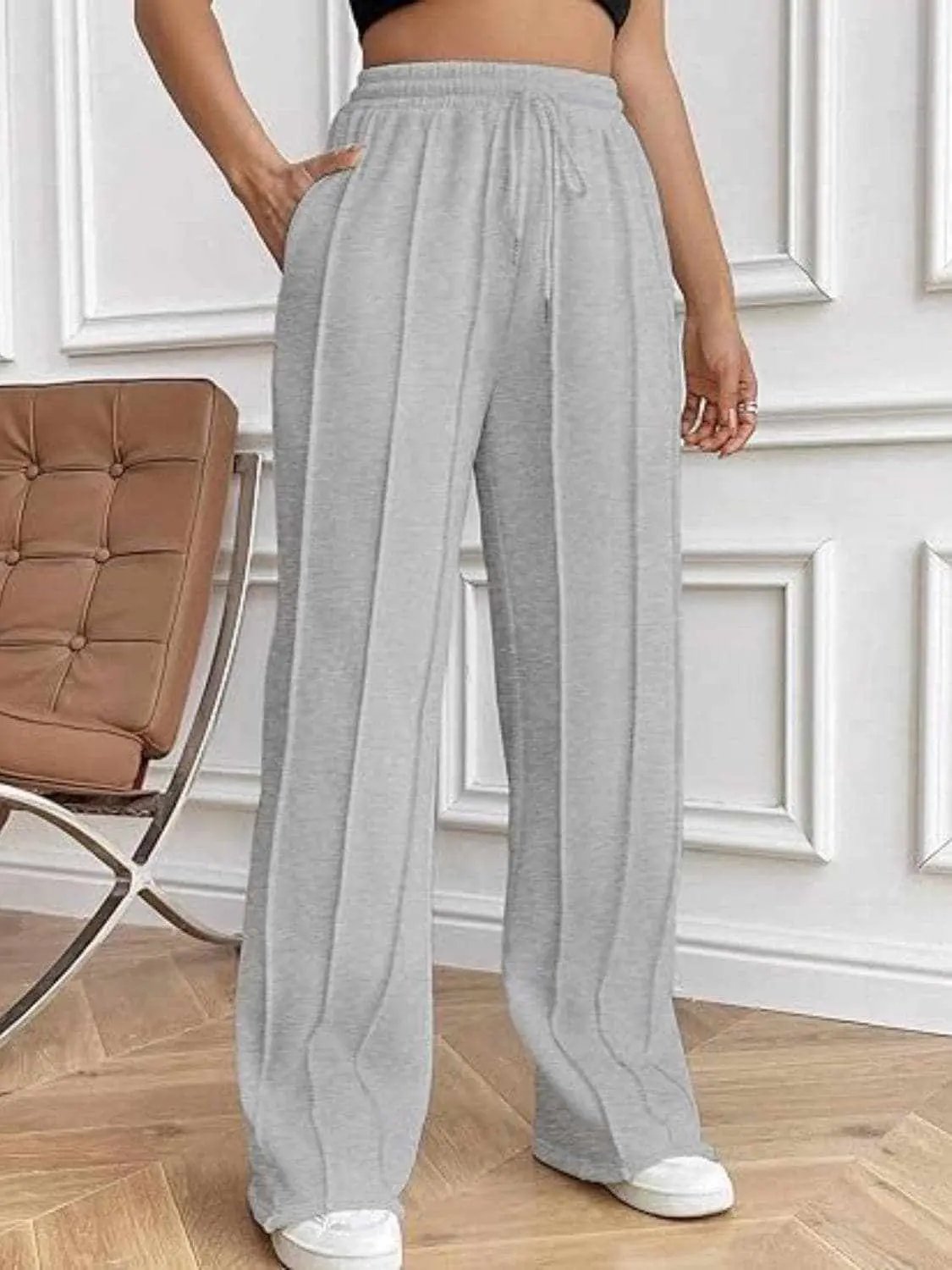 Pants Trendsi Drawstring wide-leg trousers with pockets