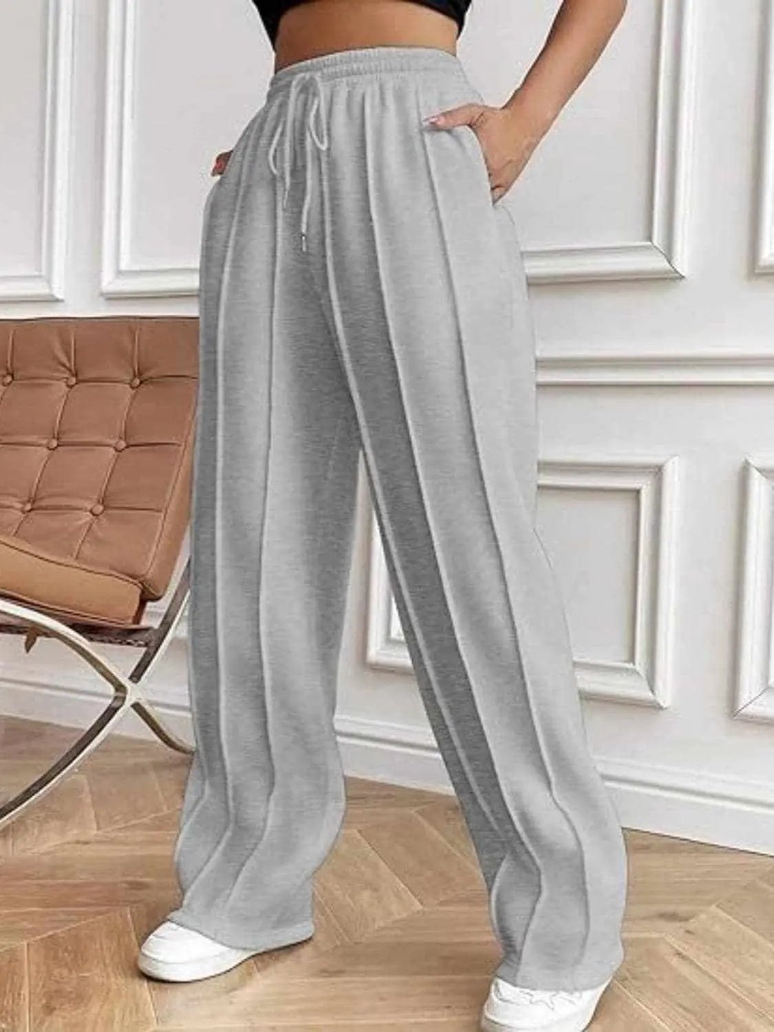 Pants Trendsi Drawstring wide-leg trousers with pockets