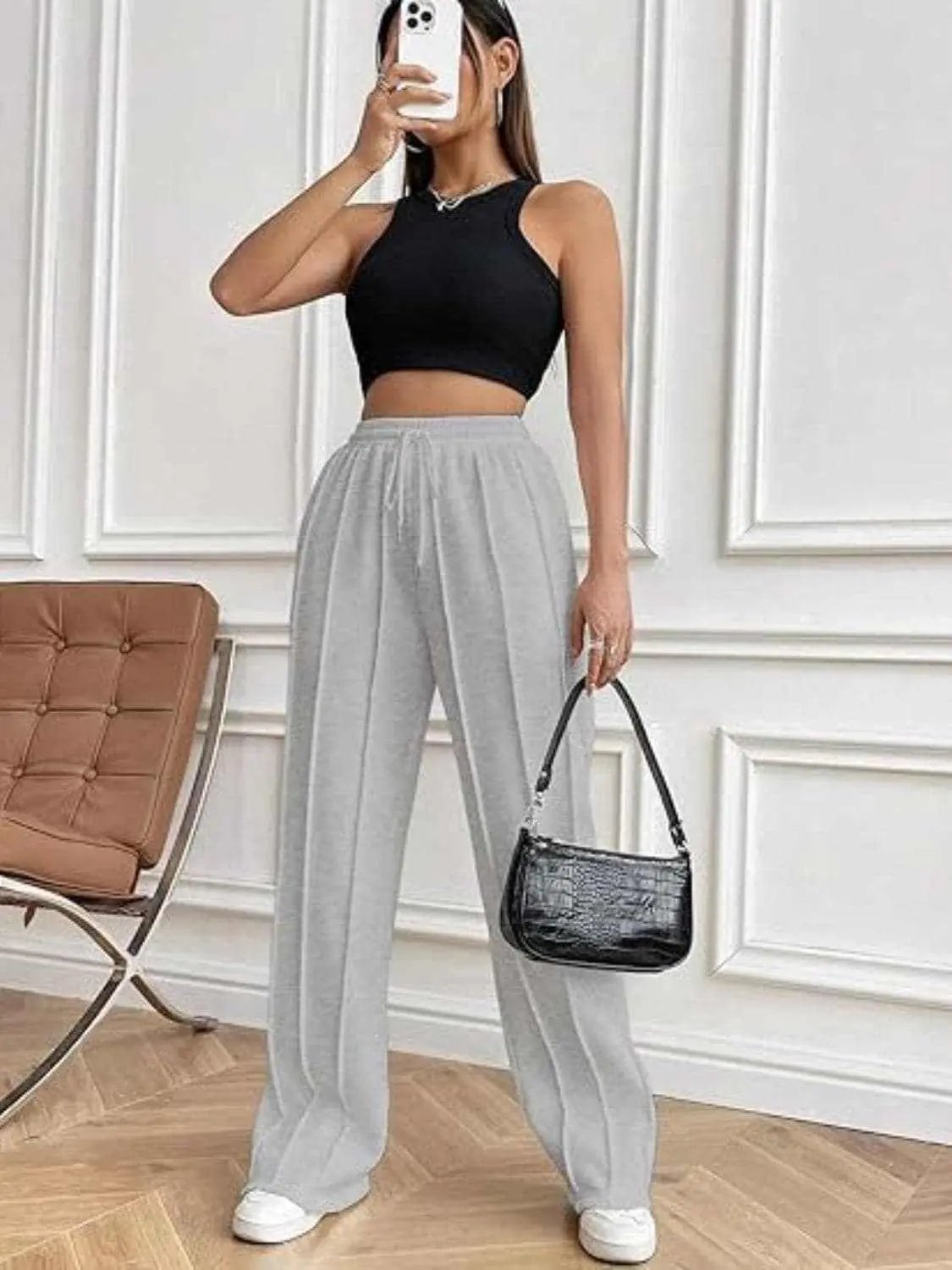 Pants Trendsi Drawstring wide-leg trousers with pockets