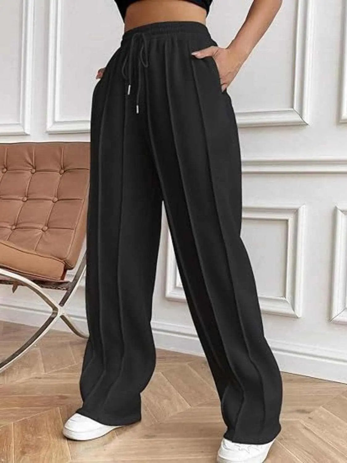 Pants Trendsi Drawstring wide-leg trousers with pockets