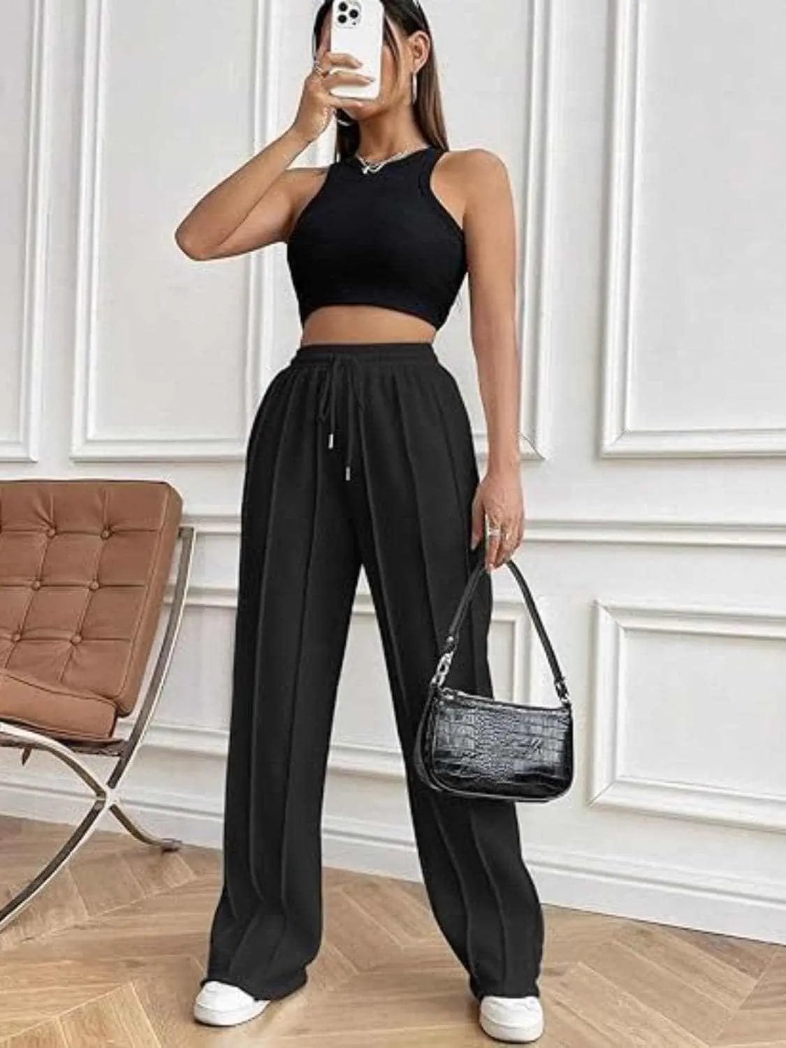 Pants Trendsi Drawstring wide-leg trousers with pockets
