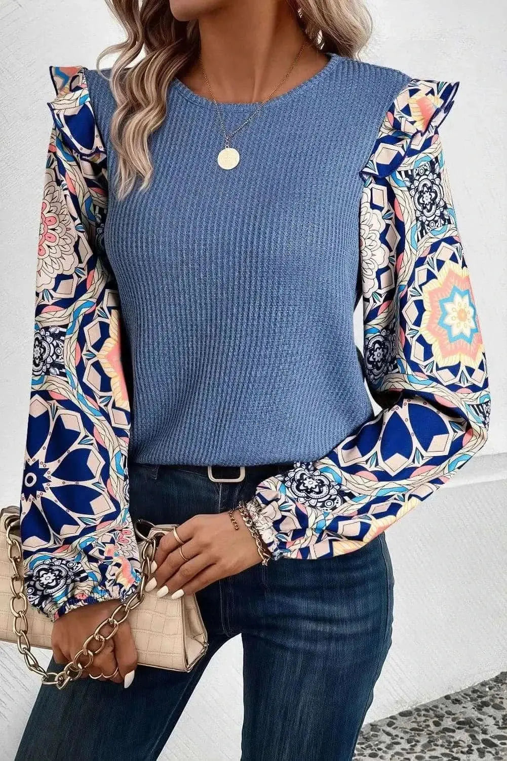 Trendsi Sheer Ruffled Blouse — Long Sleeve Party Top