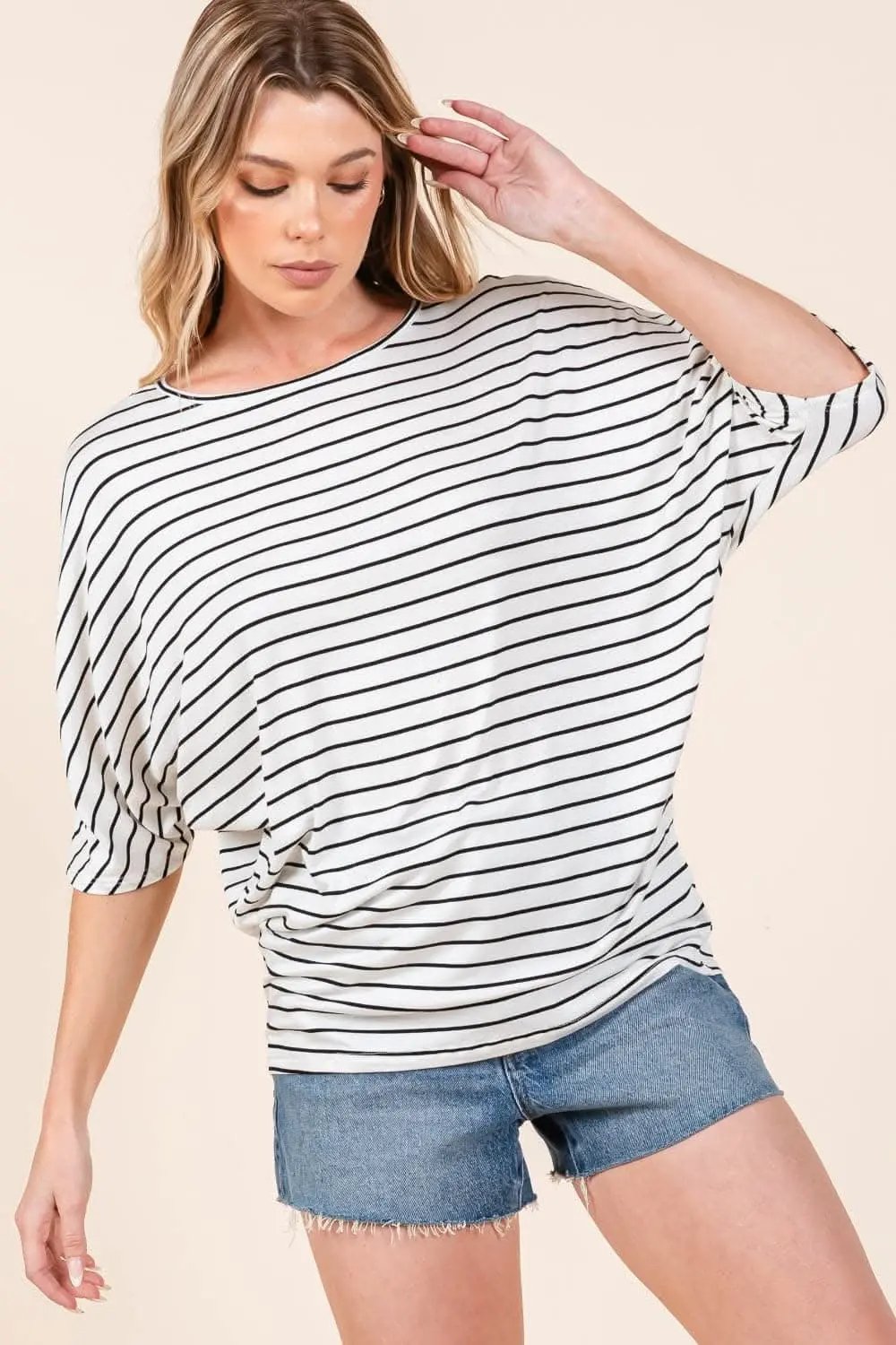 Women's Tops Top - Striped Boat Neck - Elegant Style