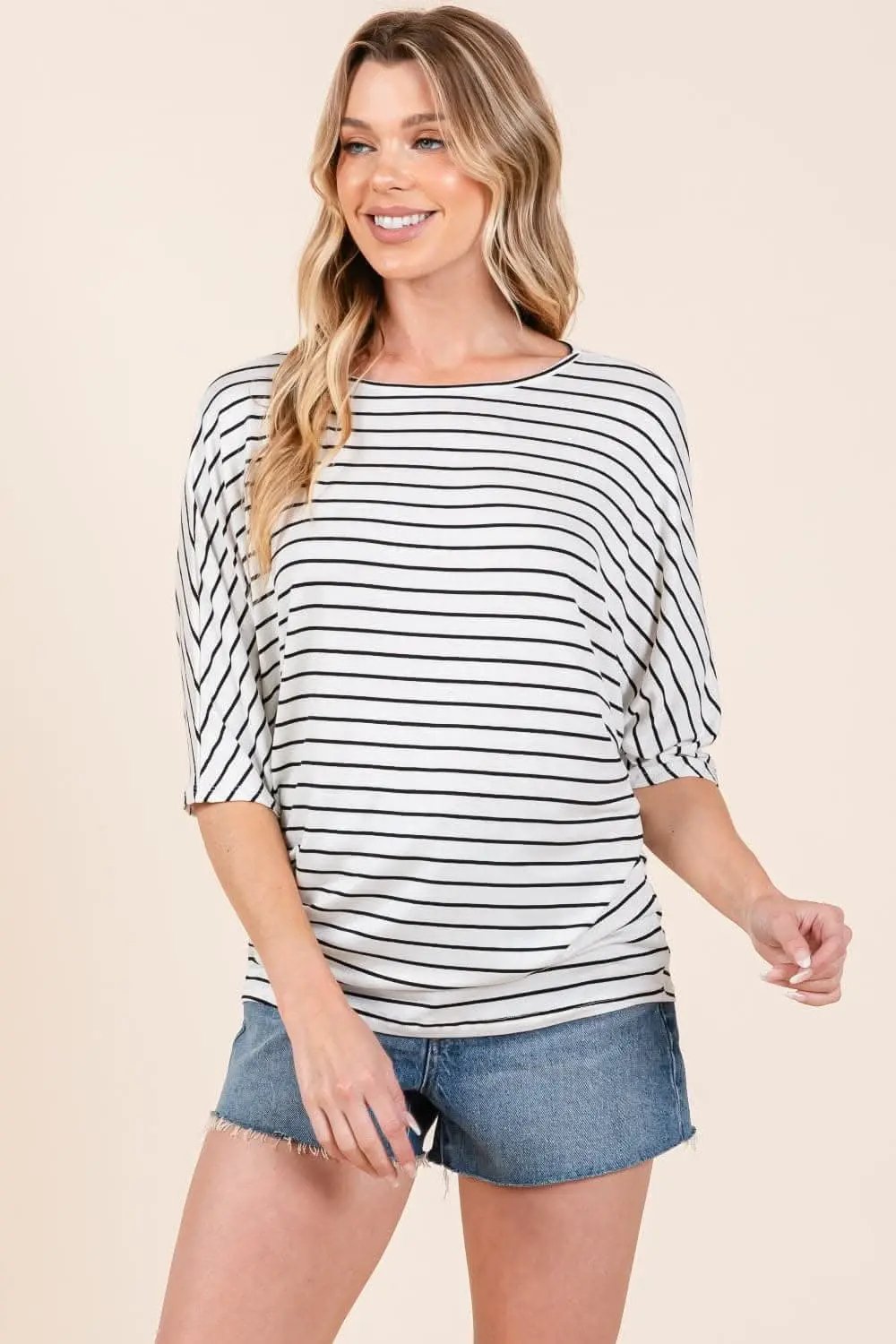 Women's Tops Top - Striped Boat Neck - Elegant Style