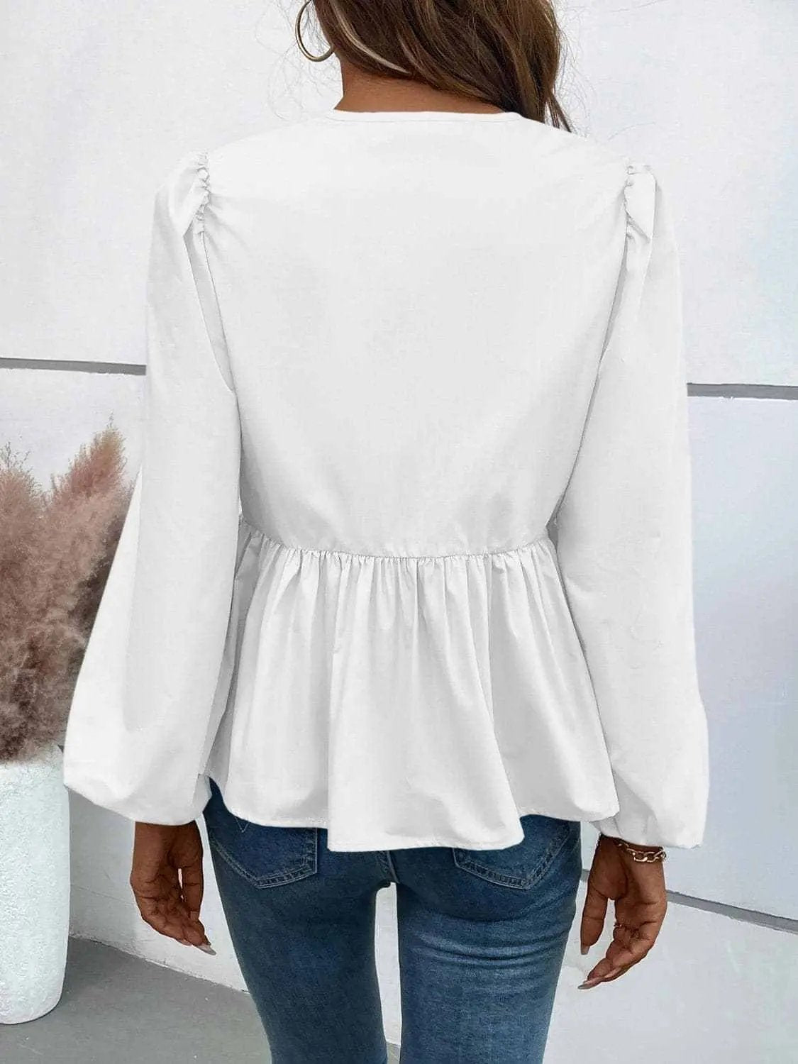 Women's Peplum Top Top - Long Sleeve Peplum - Chic & Flattering
