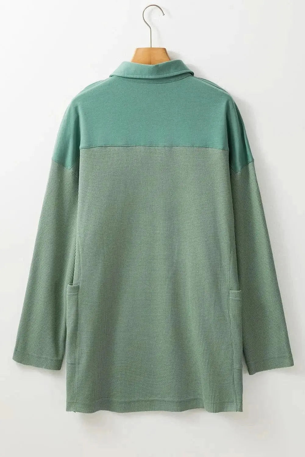 Trendsi Sheer Long Sleeve Blouse in Dusty Pink — Chic Buttoned Top