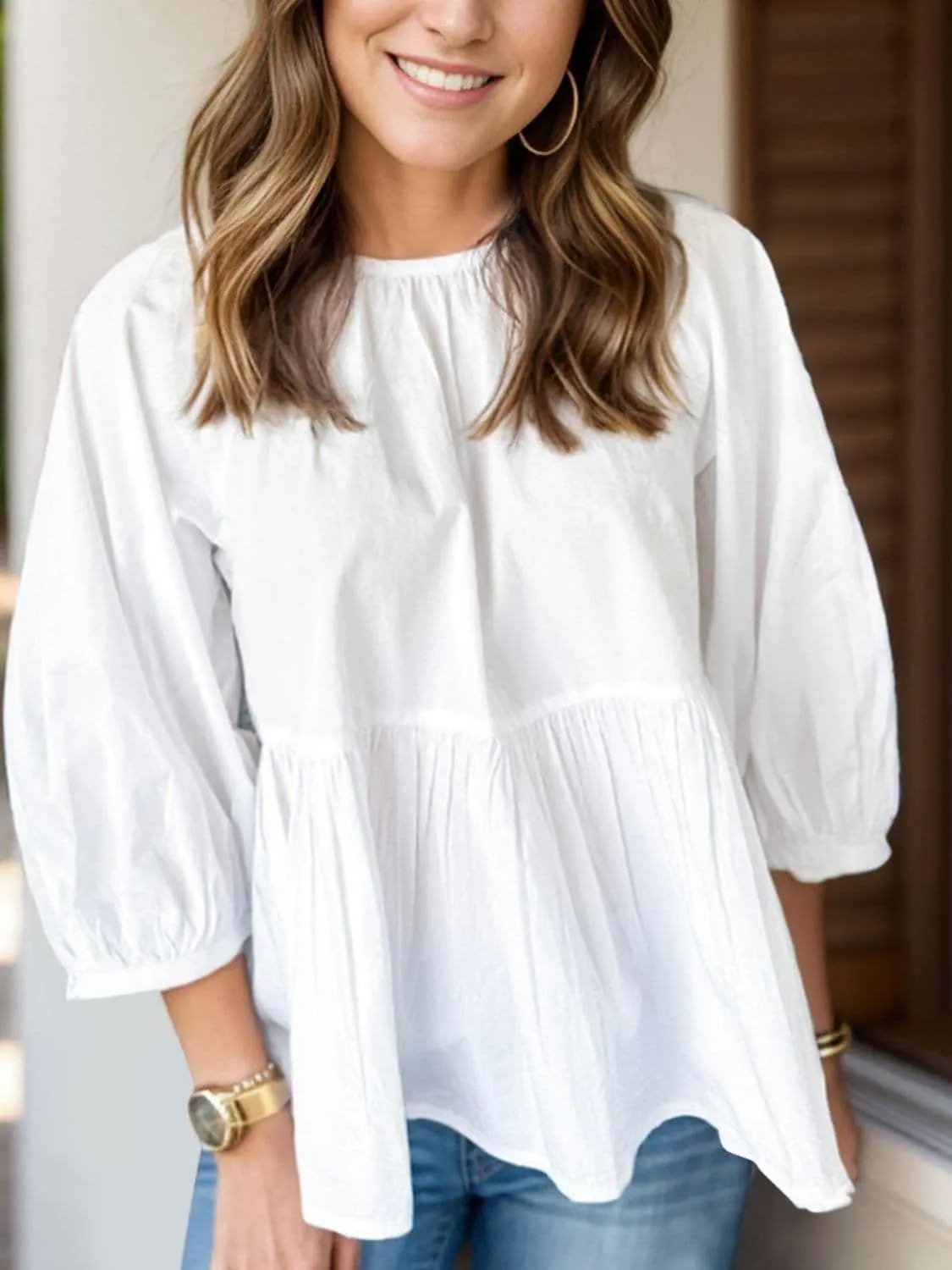 Trendsi Cotton Blouse With Bow Detail — Elegant Women's Top