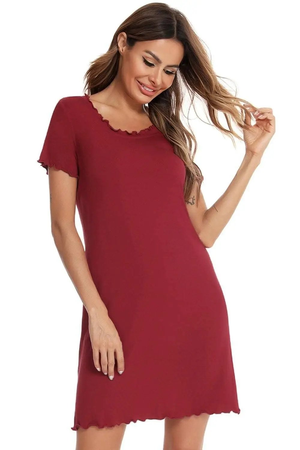 Trendsi Vestido Lounge de Manga Corta Ajuste Holgado — Comodidad Elegante