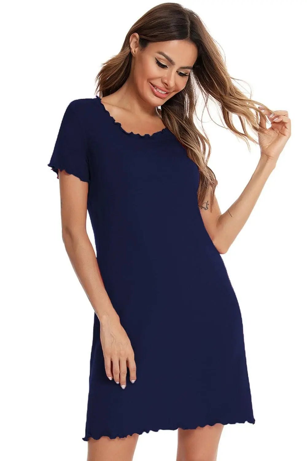 Trendsi Vestido Lounge de Manga Corta Ajuste Holgado — Comodidad Elegante