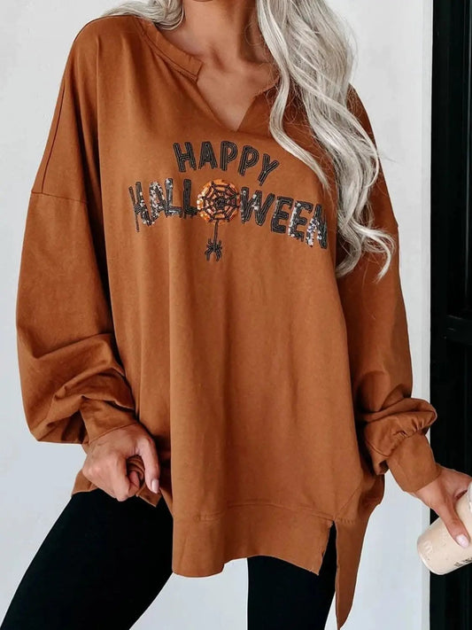 Sudaderas y sudaderas con capucha Trendsi Top con letras de lentejuelas con muescas en transparencias