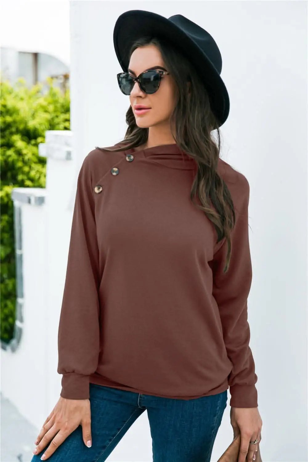 Trendsi Button Up Sweatshirt Long Sleeve — Casual Comfort