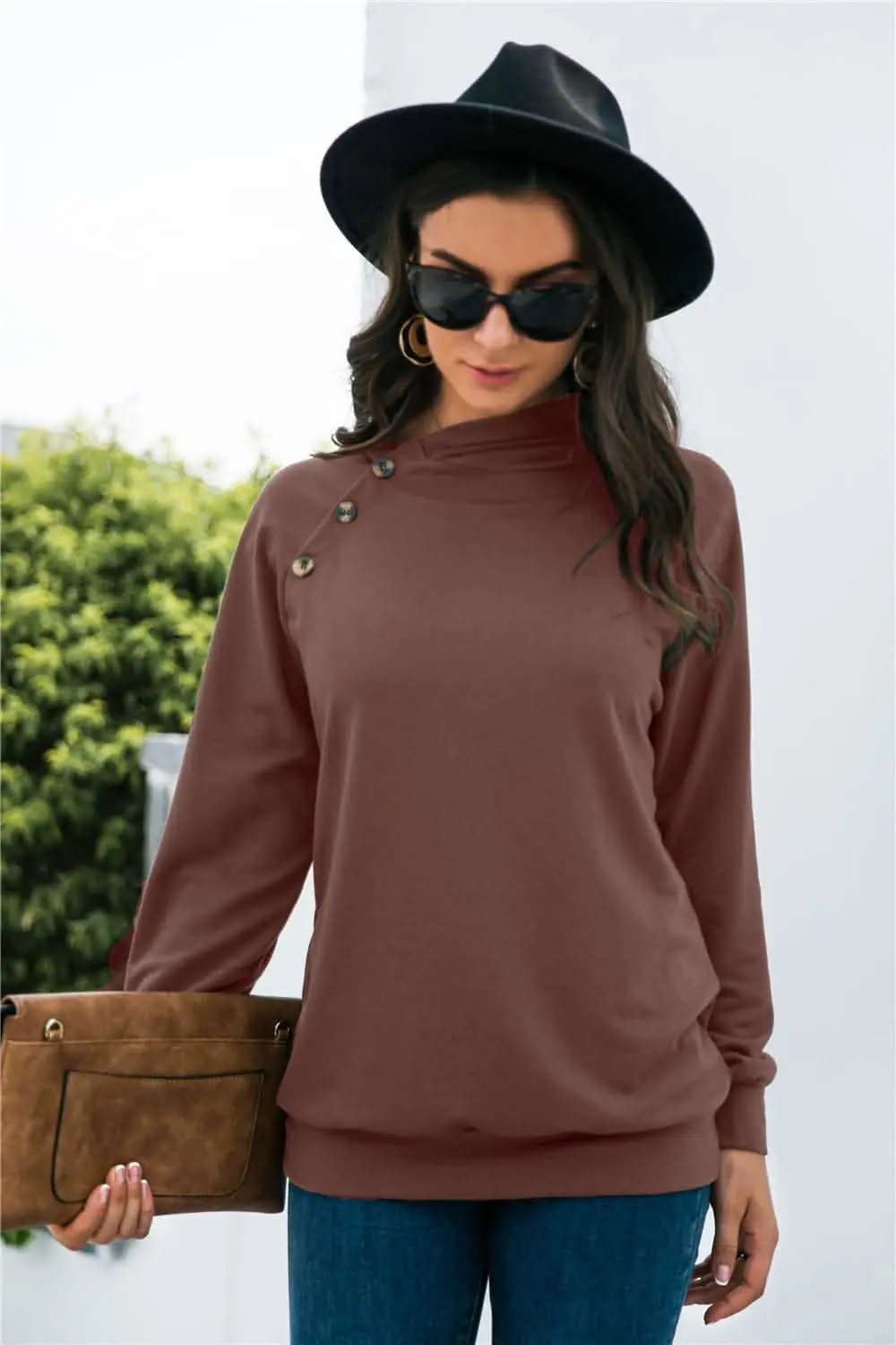 Trendsi Button Up Sweatshirt Long Sleeve — Casual Comfort