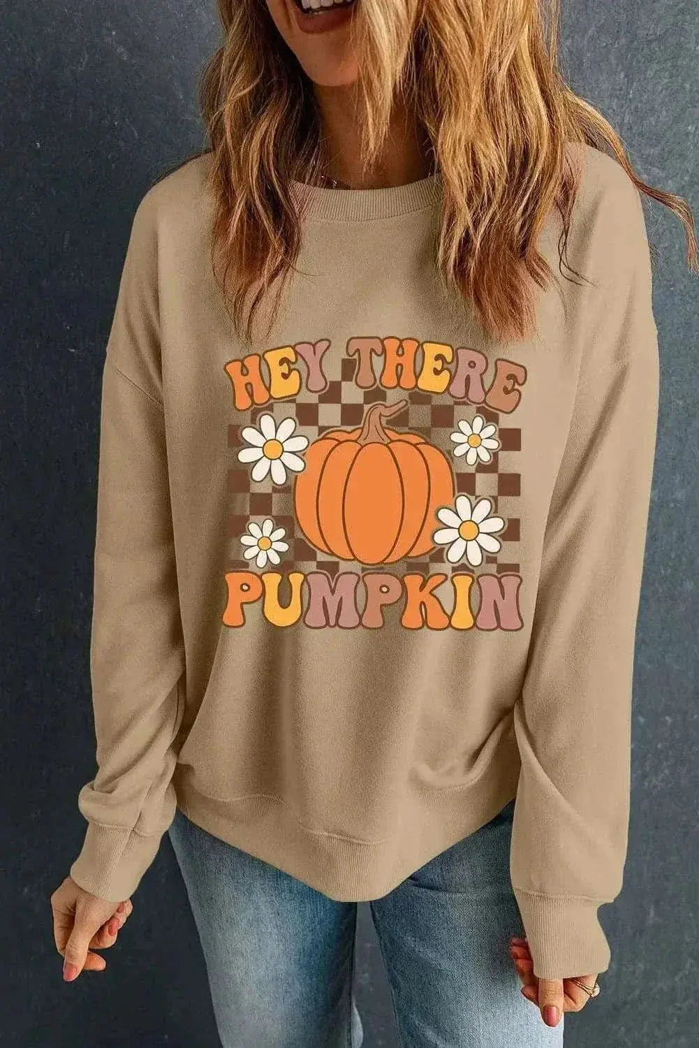 Graphic Sweatshirt Cozy Fleece Khaki by Trendsi