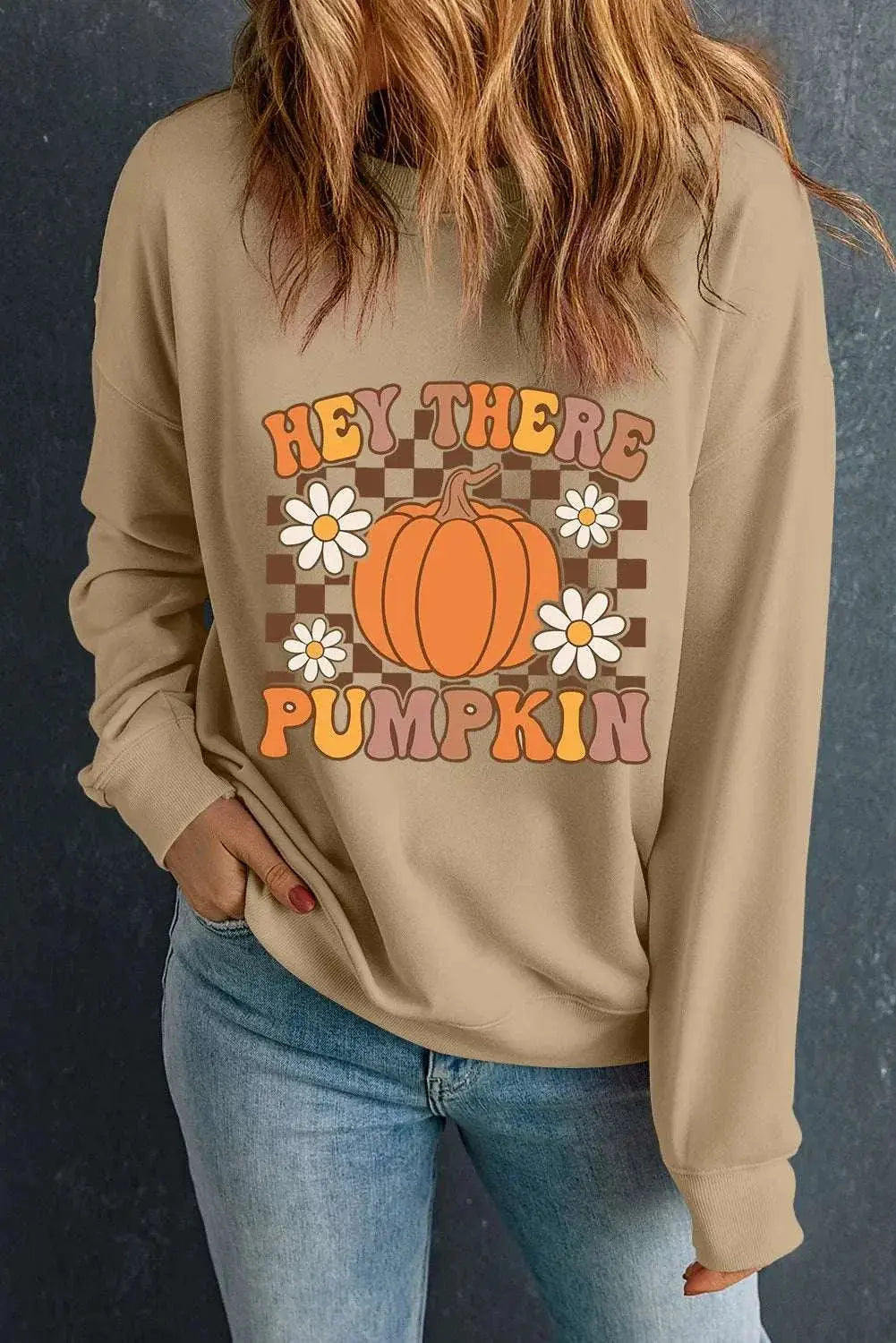 Graphic Sweatshirt Cozy Fleece Khaki by Trendsi