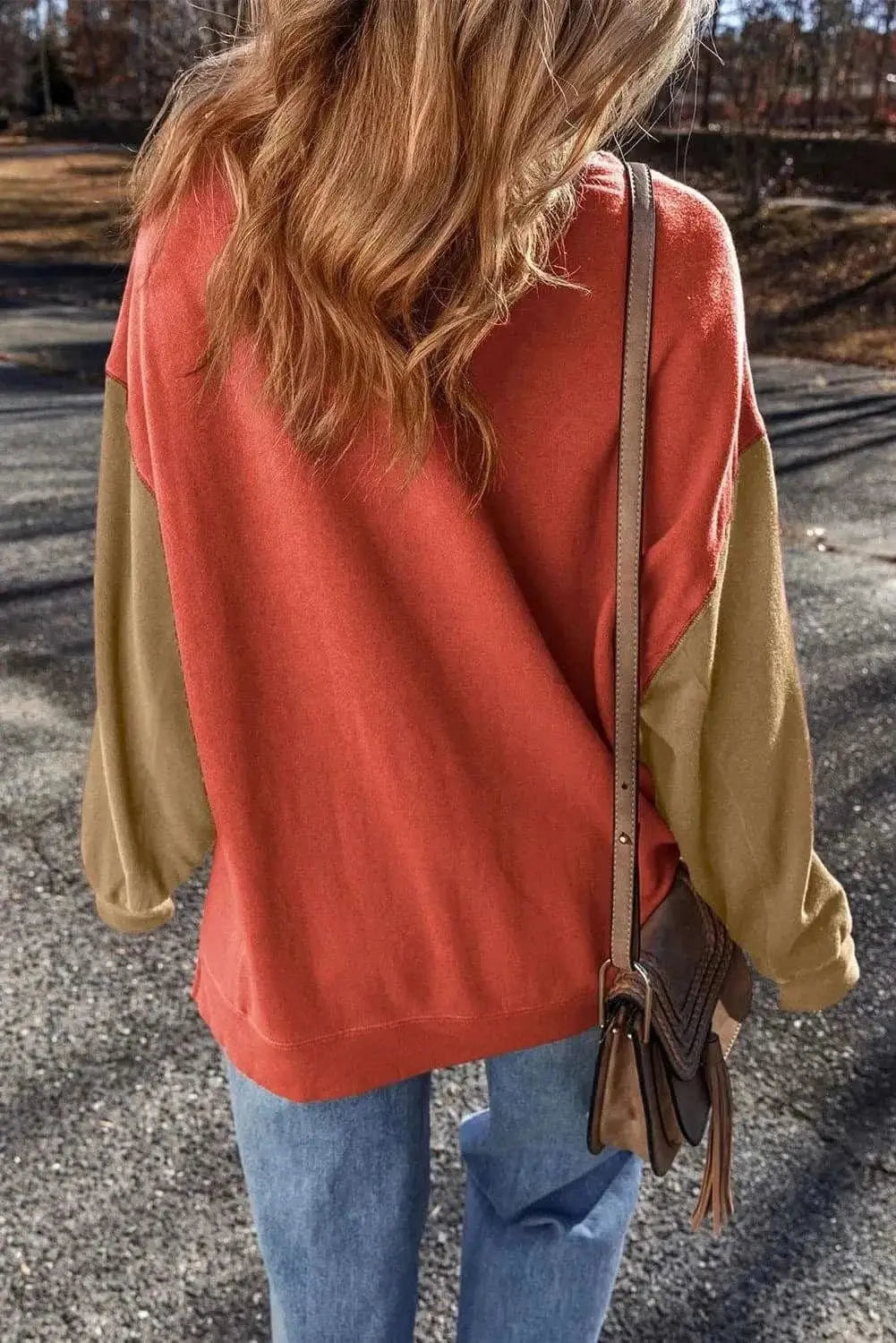 Sweatshirts & Hoodies Trendsi Color-blocked long sleeve sweatshirt