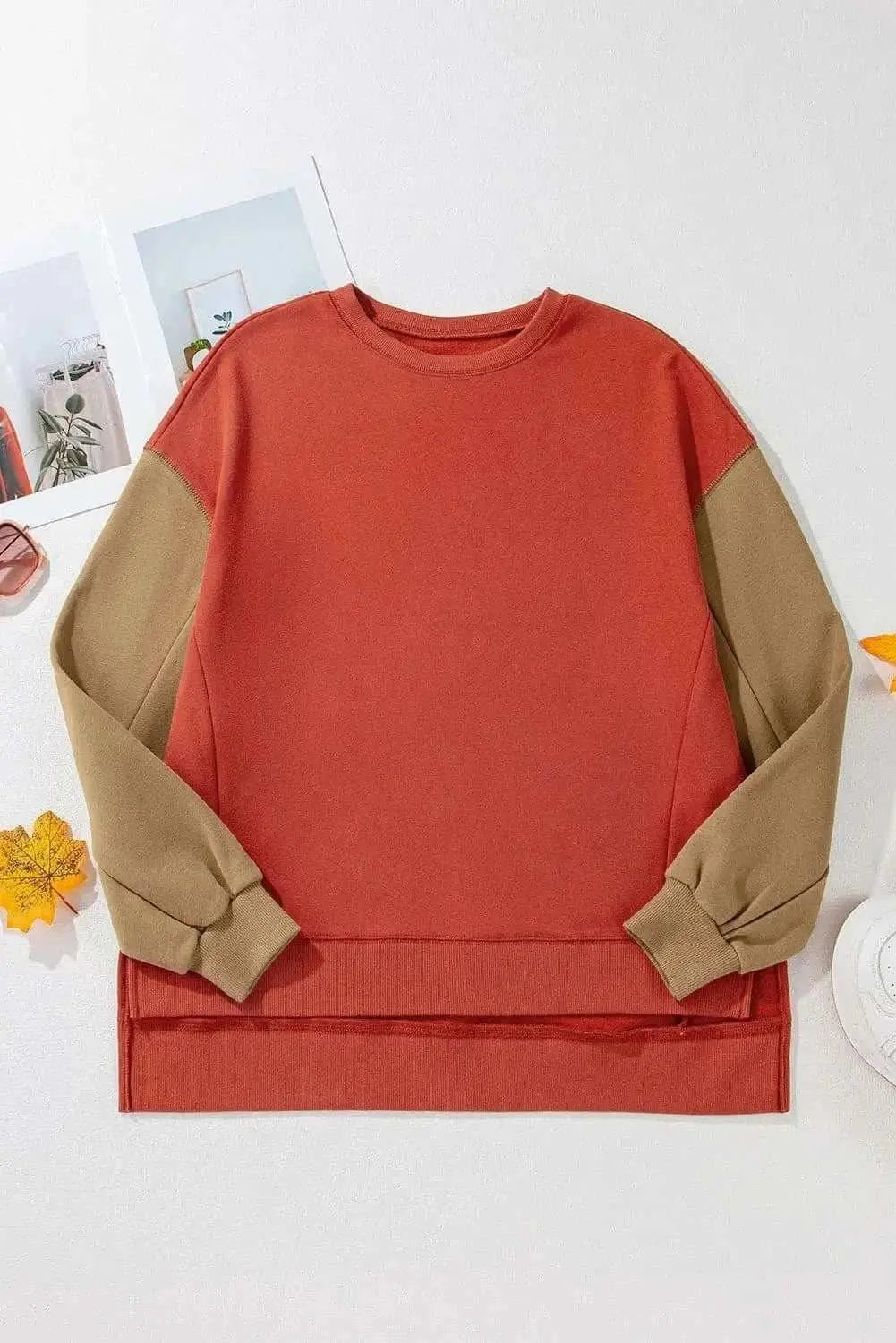 Sweatshirts & Hoodies Trendsi Color-blocked long sleeve sweatshirt