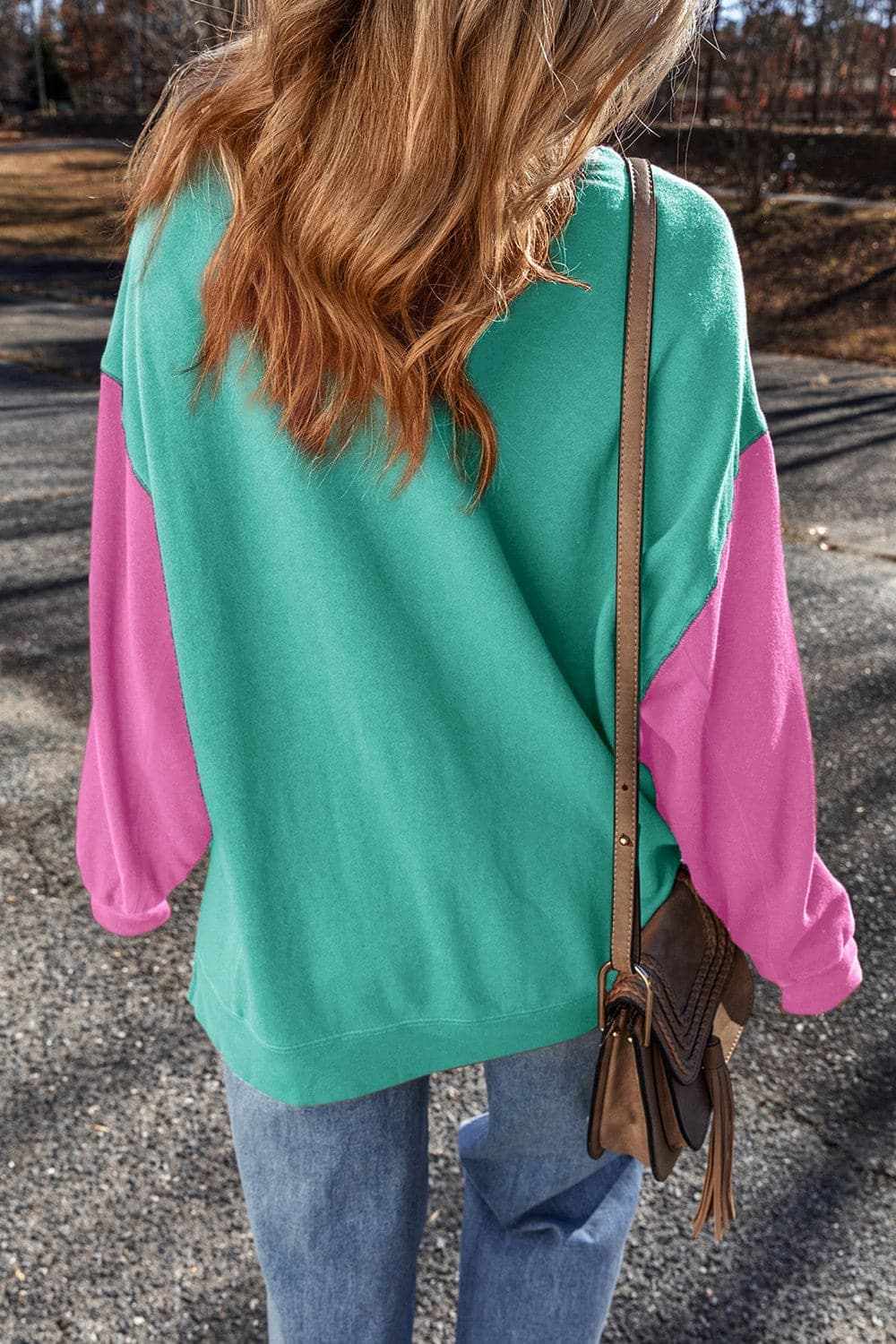 Sweatshirts & Hoodies Trendsi Color-blocked long sleeve sweatshirt