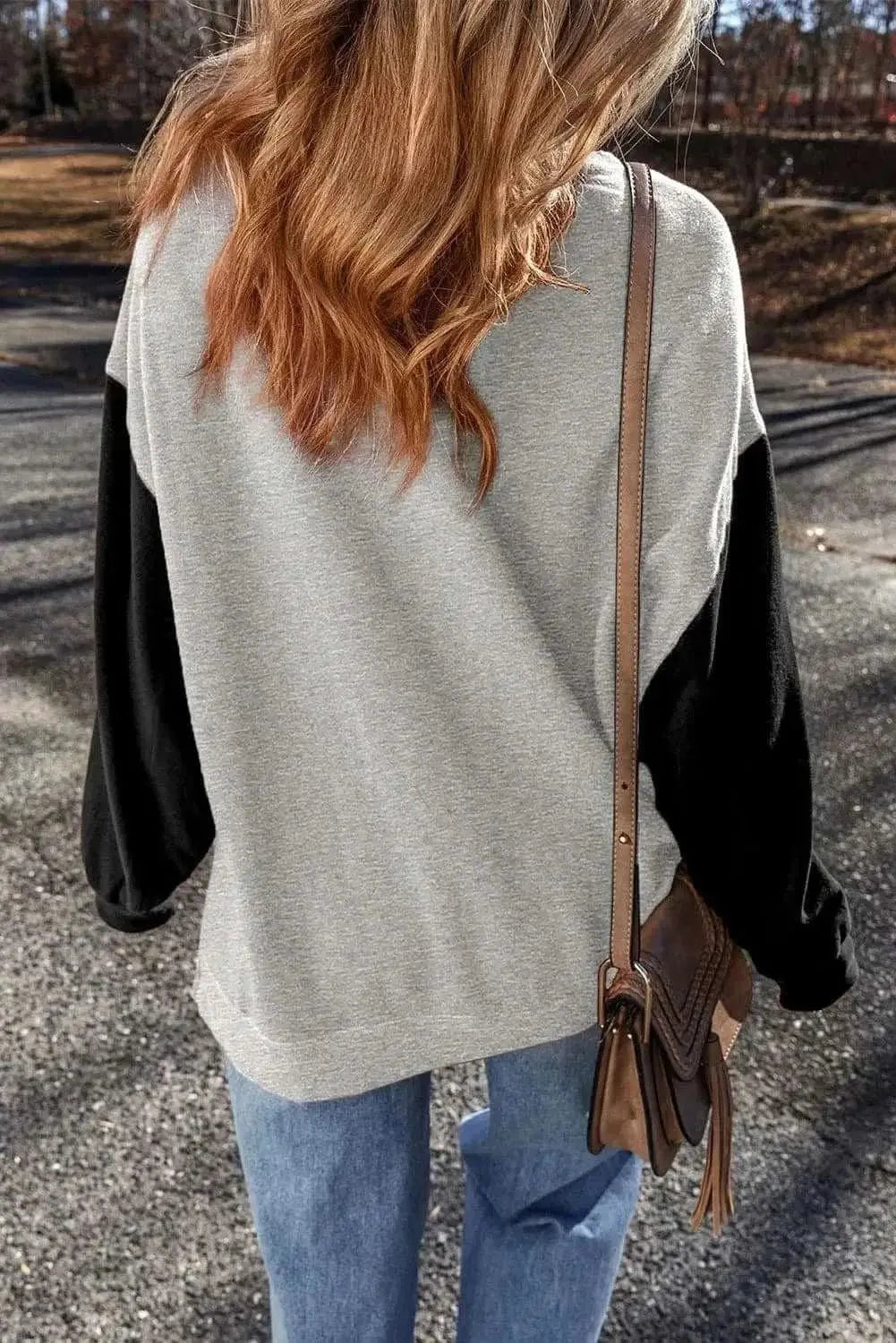 Sweatshirts & Hoodies Trendsi Color-blocked long sleeve sweatshirt