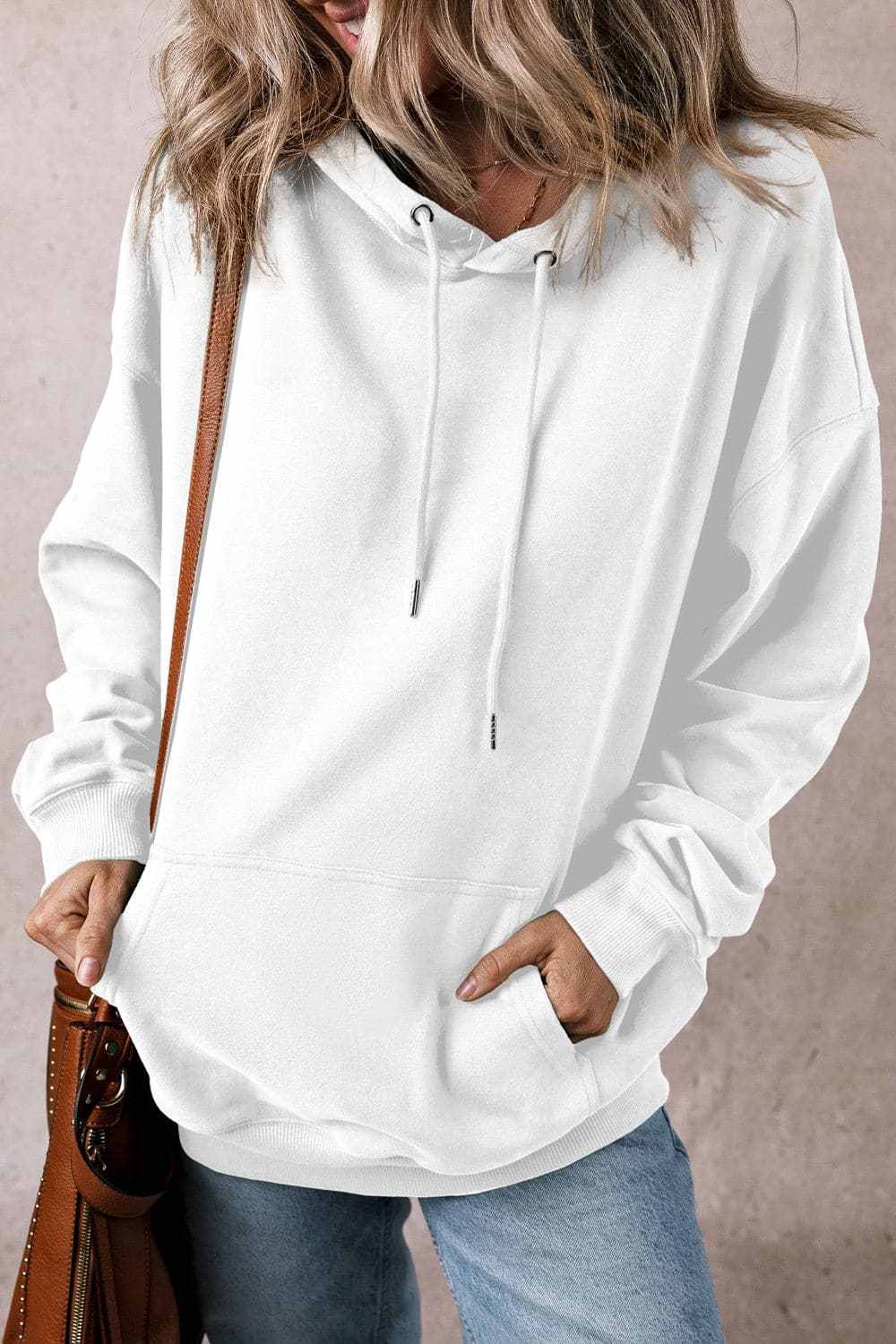 Jackets Trendsi Sheer pocket hoodie with drawstring