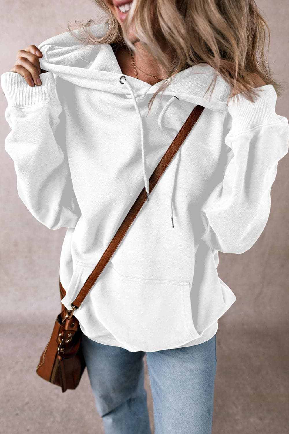 Jackets Trendsi Sheer pocket hoodie with drawstring