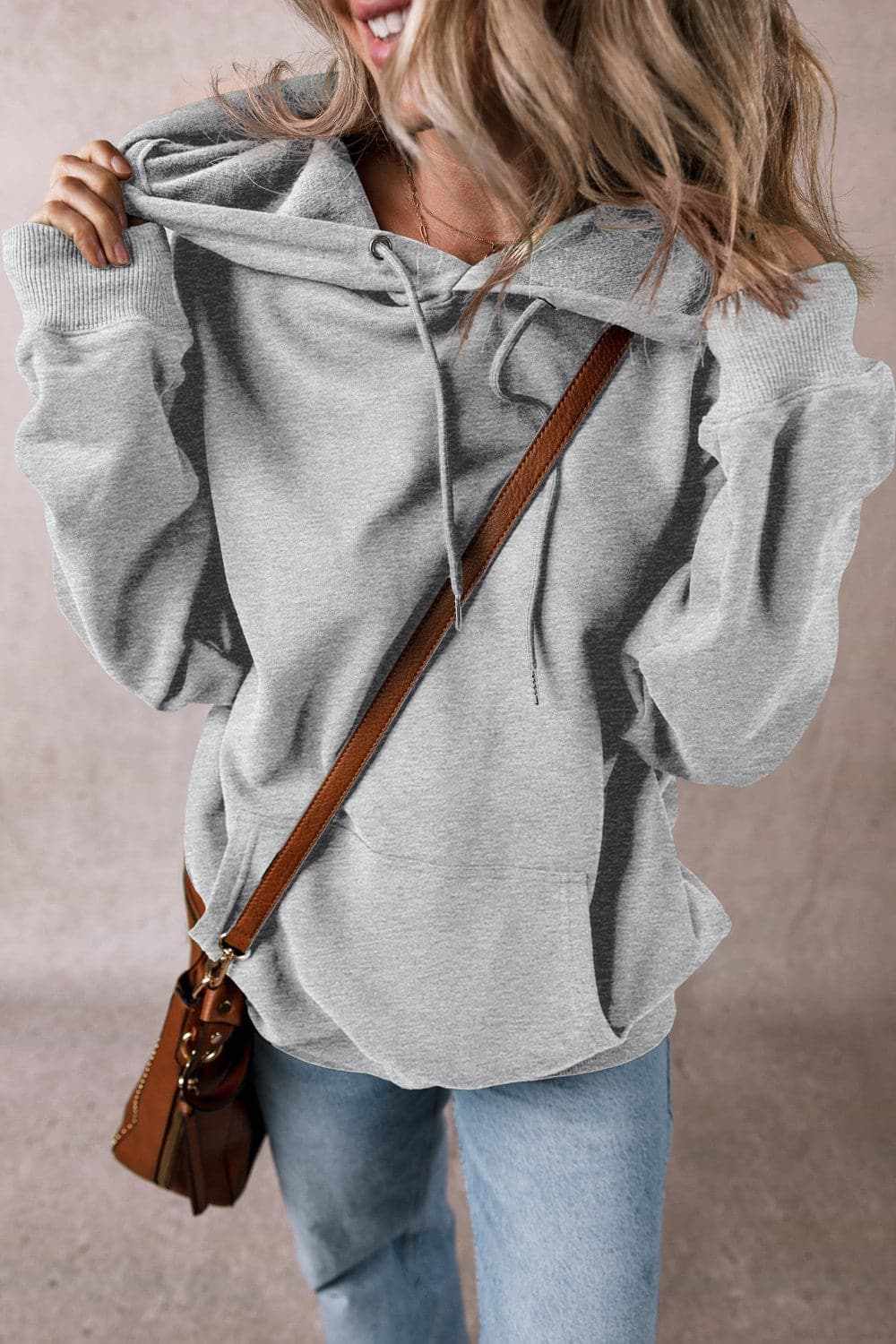 Jackets Trendsi Sheer pocket hoodie with drawstring
