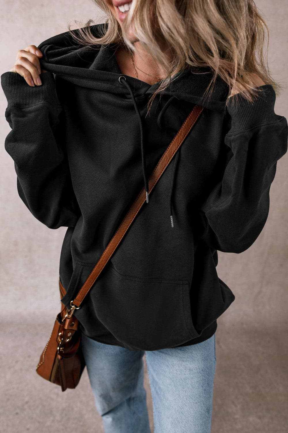 Jackets Trendsi Sheer pocket hoodie with drawstring