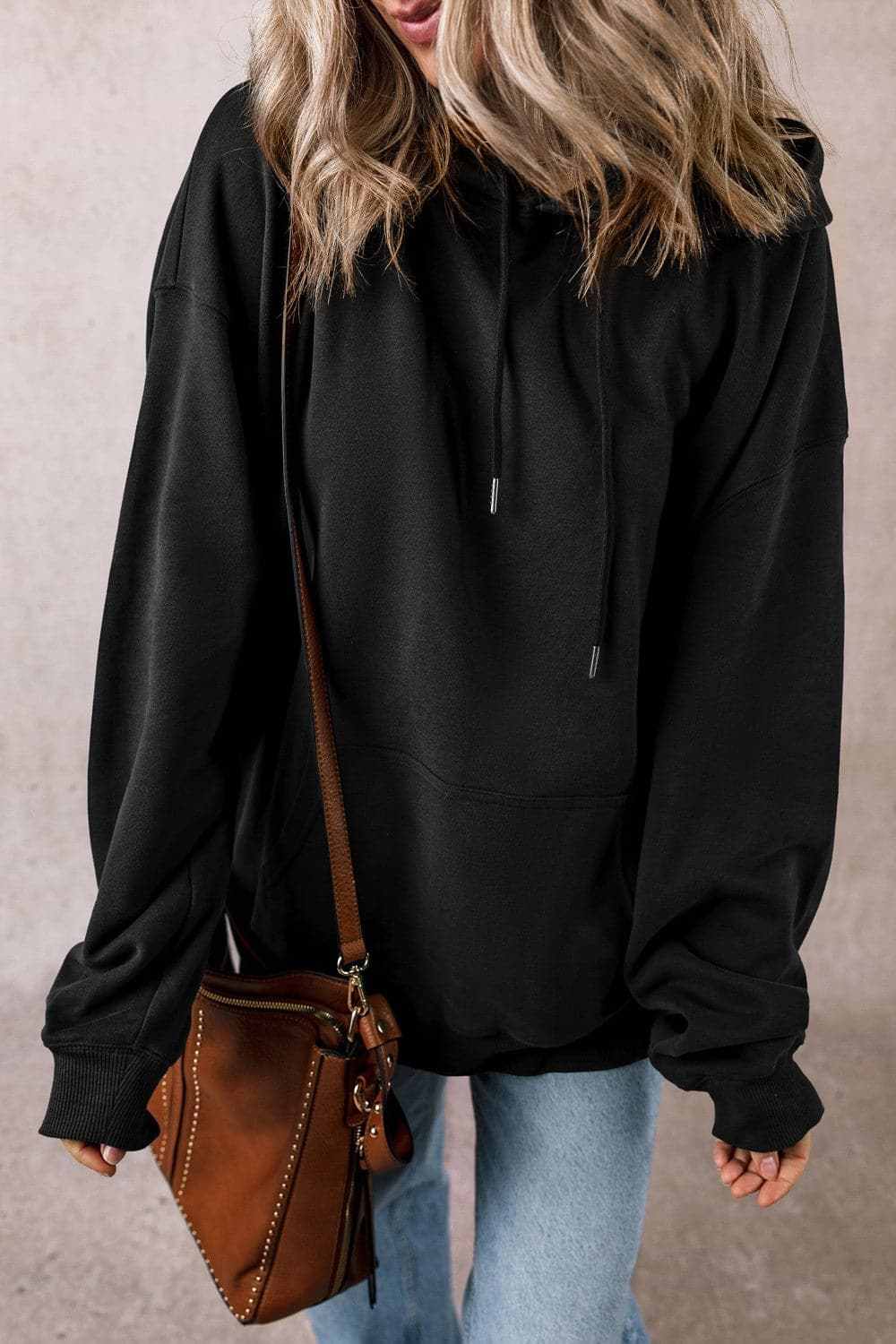 Jackets Trendsi Sheer pocket hoodie with drawstring