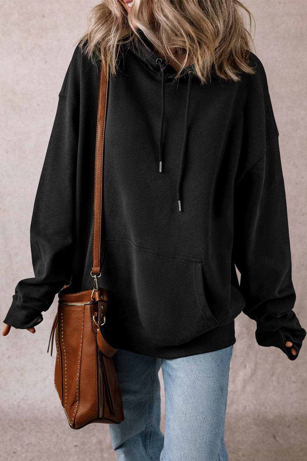 Jackets Trendsi Sheer pocket hoodie with drawstring