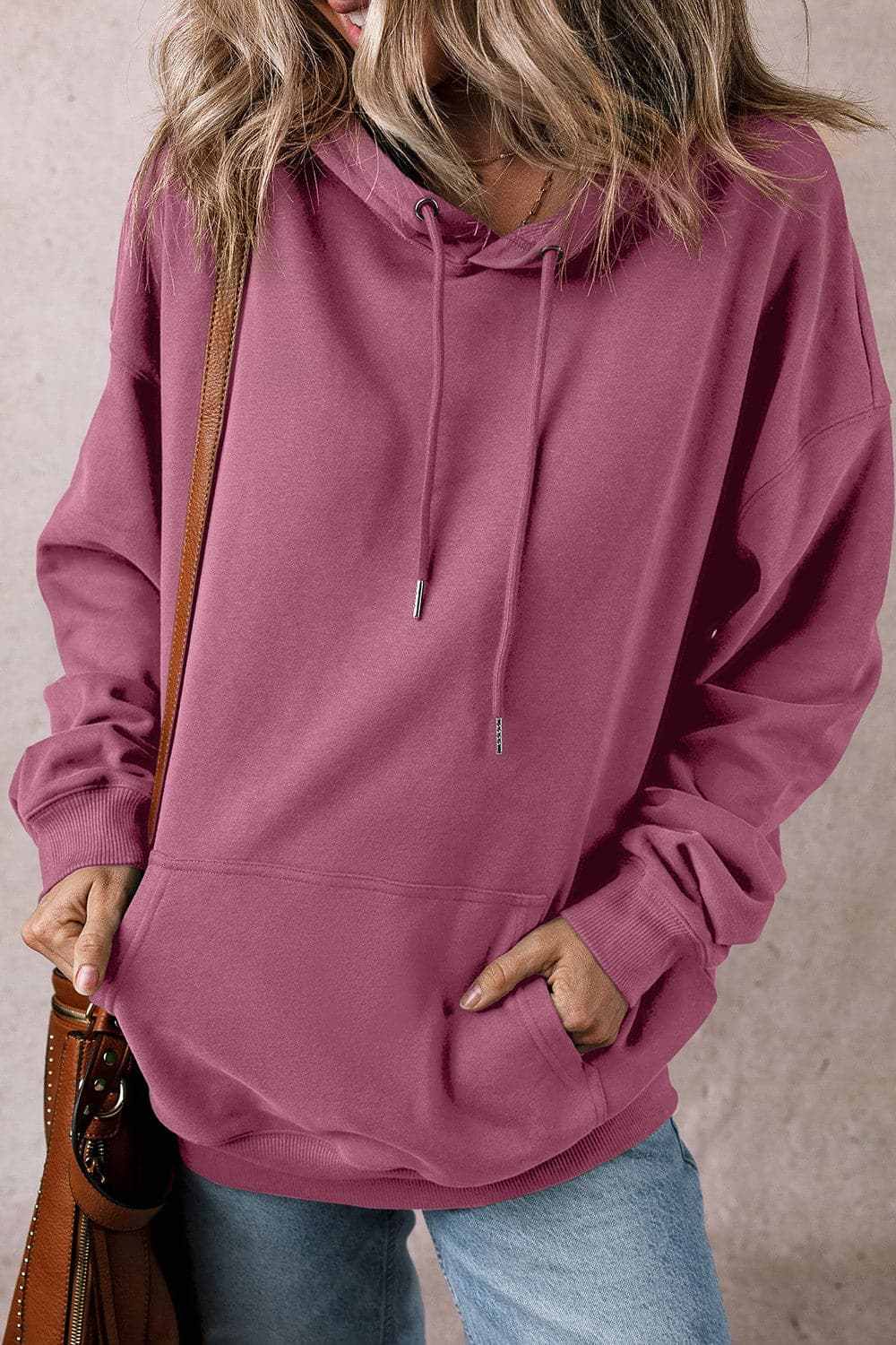 Jackets Trendsi Sheer pocket hoodie with drawstring