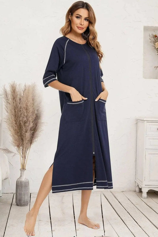 Elegante camisón con cremallera - Con bolsillos - Estilo cómodo