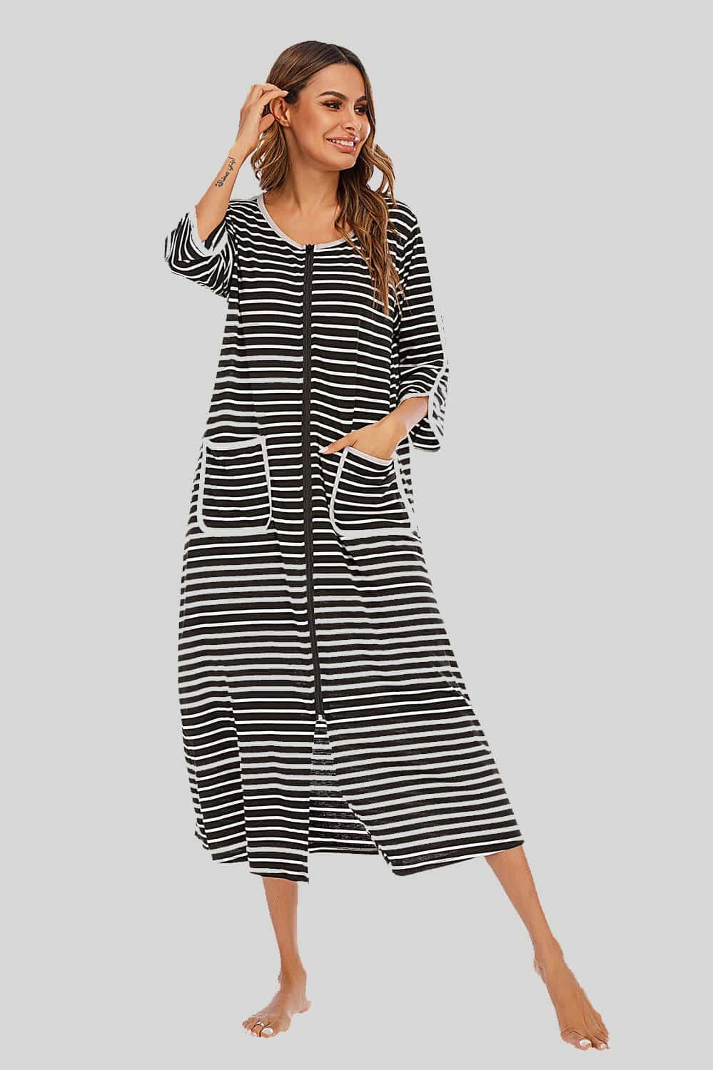Trendsi Night Dress With Pockets — Elegant Sheer Sleepwear