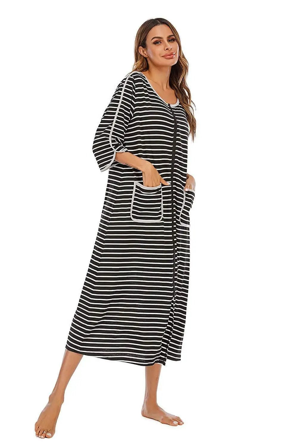 Trendsi Night Dress With Pockets — Elegant Sheer Sleepwear