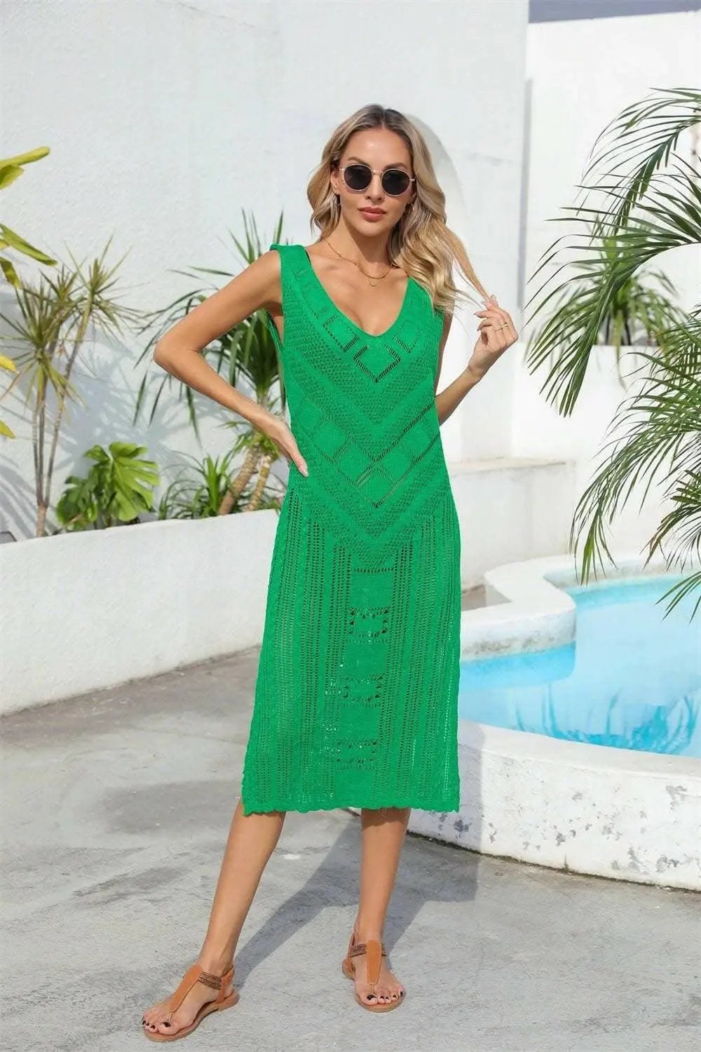 Beach Cover-up - Sheer V-Neck - Lightweight Swimwear Overlay