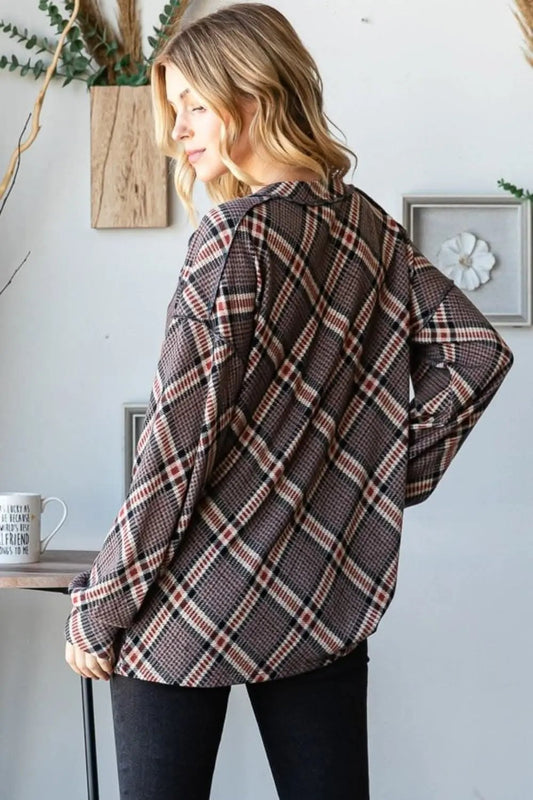 Shoes Trendsi Top informal casual de mujer con cuello en V de cuadros - Suave y elegante