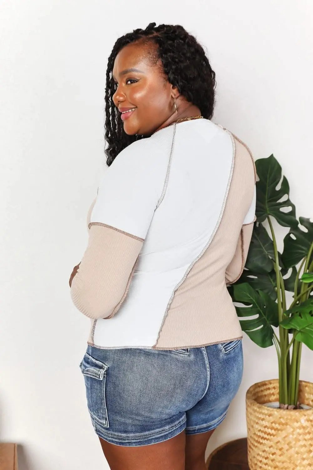 Women's Top Color Block Top - Double Take Design - Fashionable