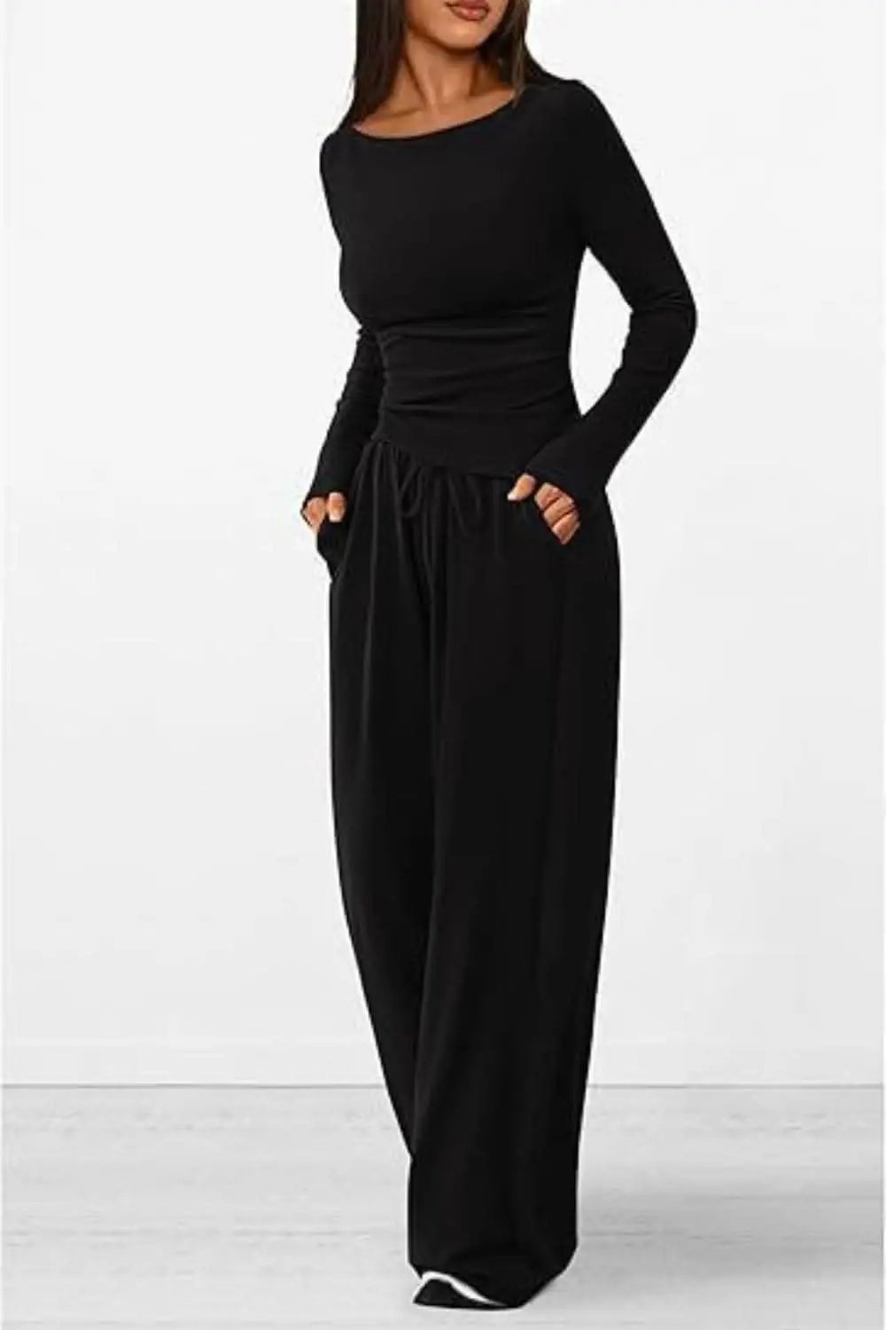 T-Shirts Trendsi Two-Piece Sets - Cozy two-piece lounge set with pockets - Premium Quality