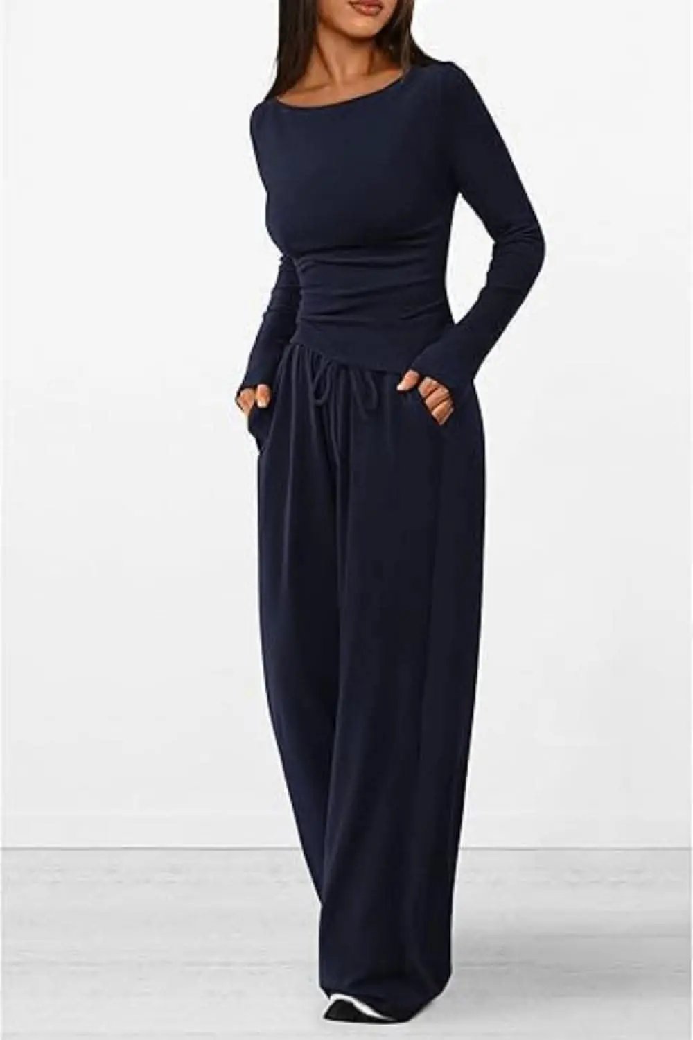T-Shirts Trendsi Two-Piece Sets - Cozy two-piece lounge set with pockets - Premium Quality