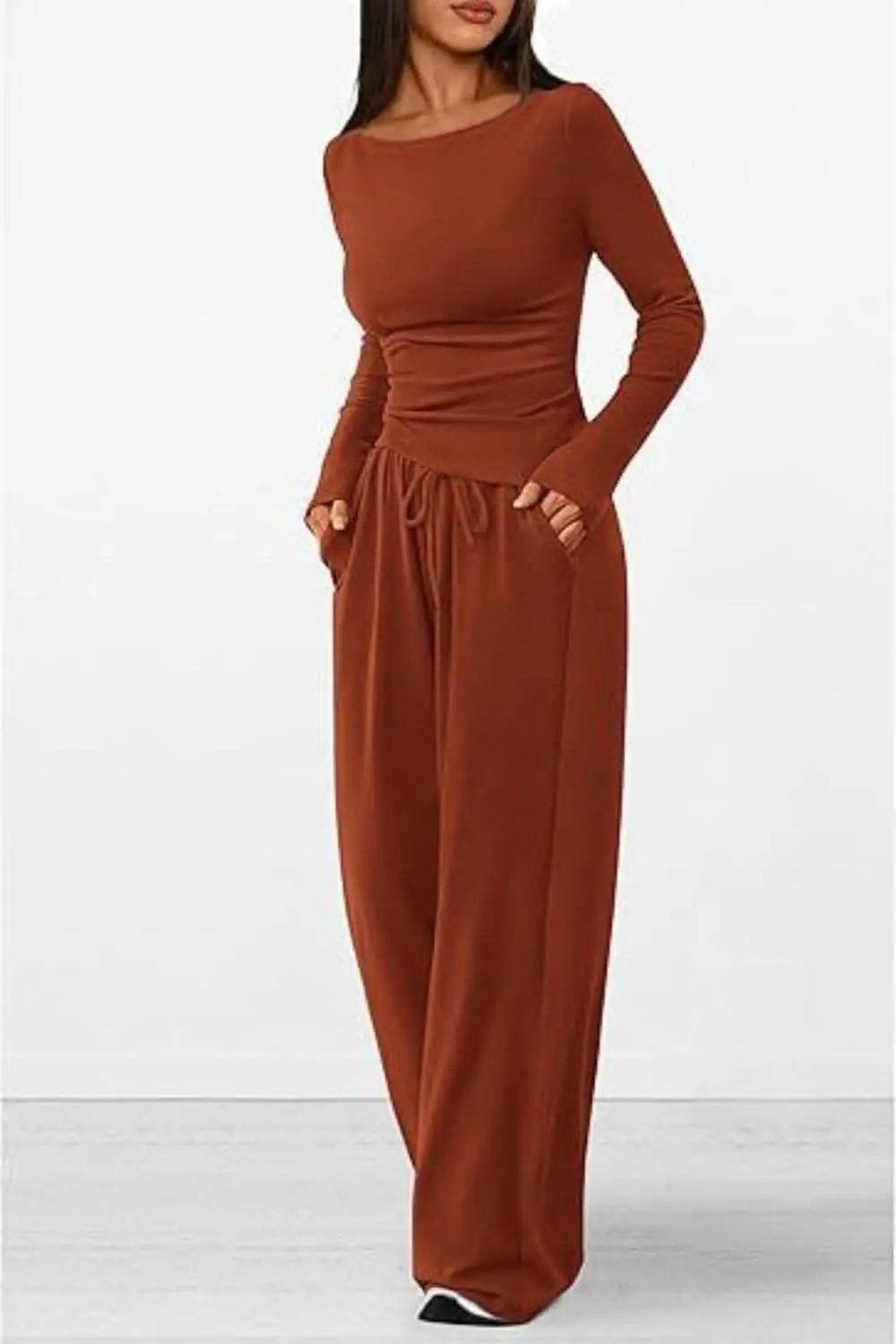 T-Shirts Trendsi Two-Piece Sets - Cozy two-piece lounge set with pockets - Premium Quality