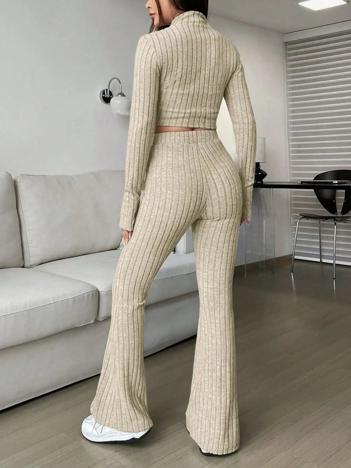 Two-Piece Sets Trendsi Cozy zip-up lounge set for women