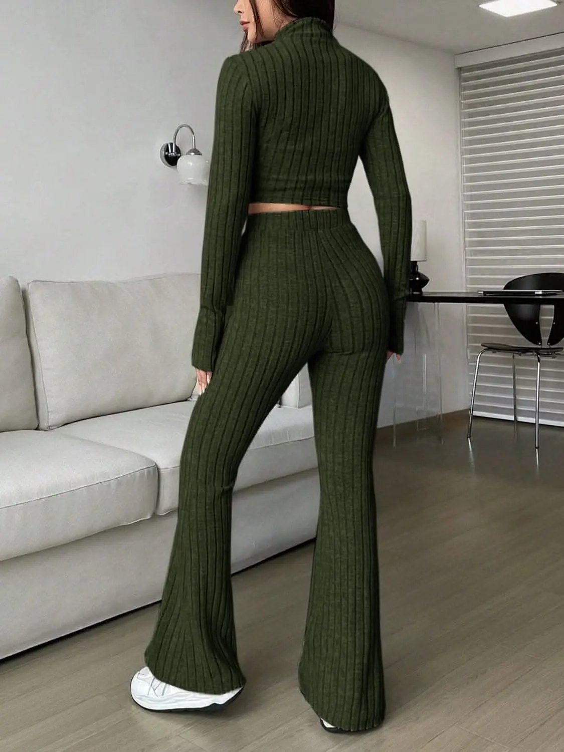 Two-Piece Sets Trendsi Cozy zip-up lounge set for women
